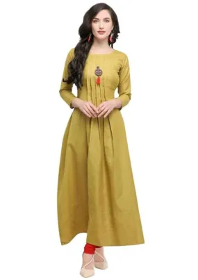 Designer Mart Golden Rudy Cotton Maxi Gown Dress