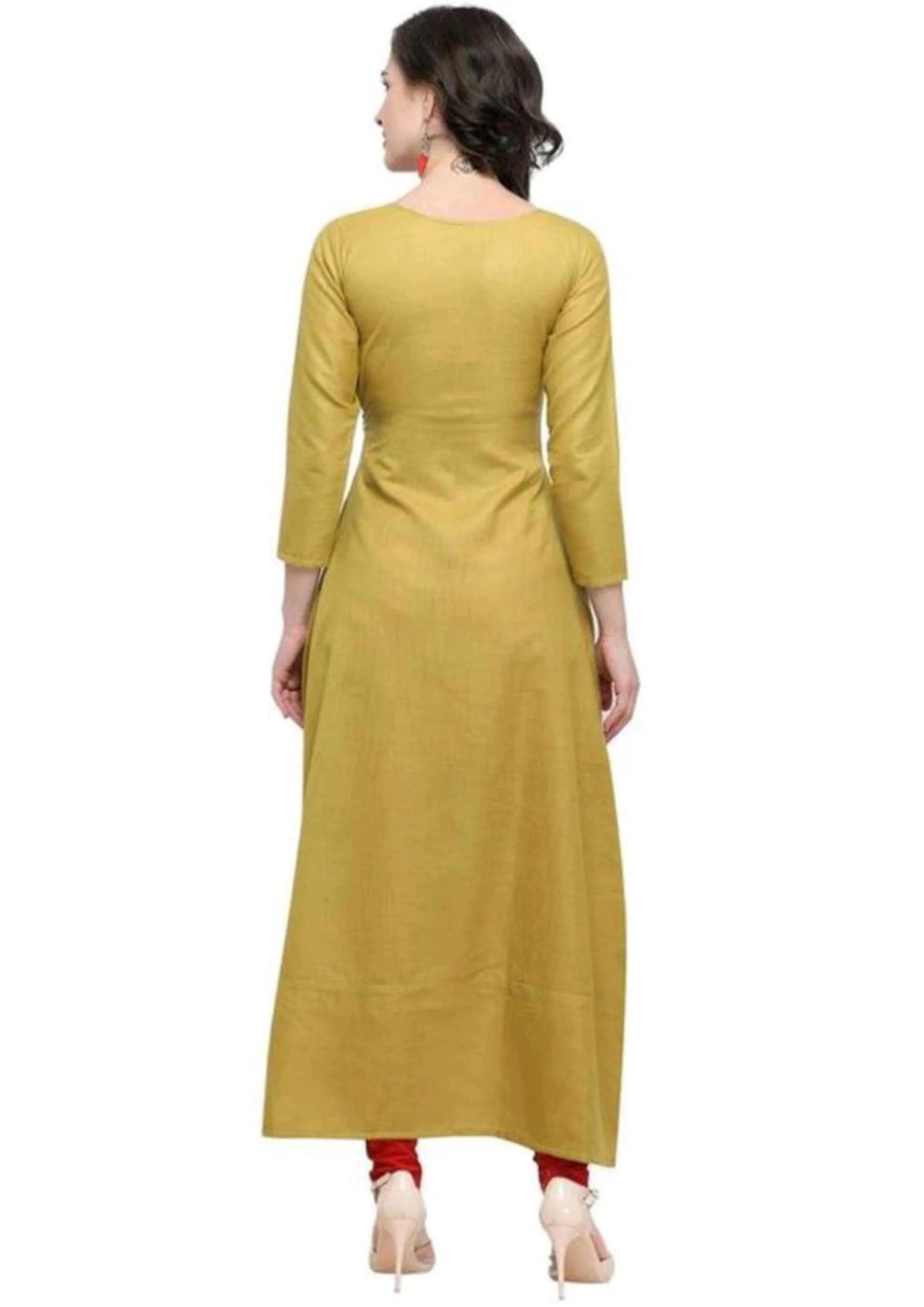 Designer Mart Golden Rudy Cotton Maxi Gown Dress