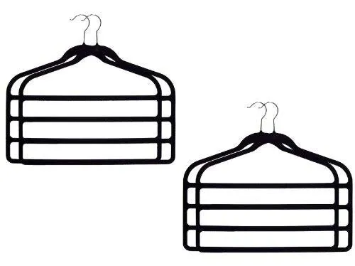 DG Sports Hanger for pants Bar Pants Velvet Hangers - 4 Pack - Space Saving (Black)