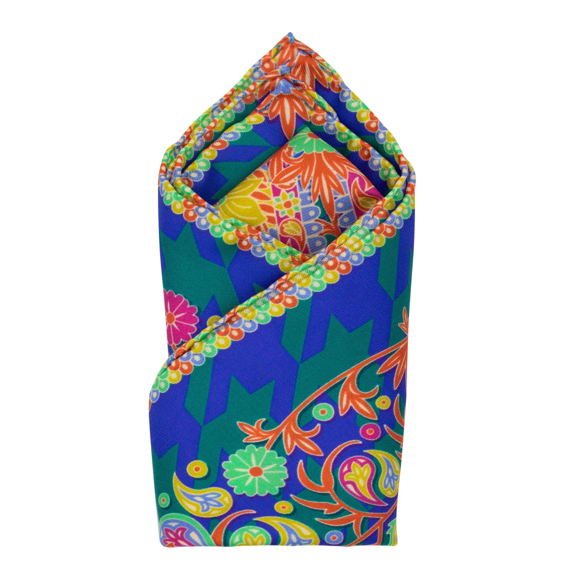 Discobolos Varanasi, Paisley Gods Silk Pocket Square