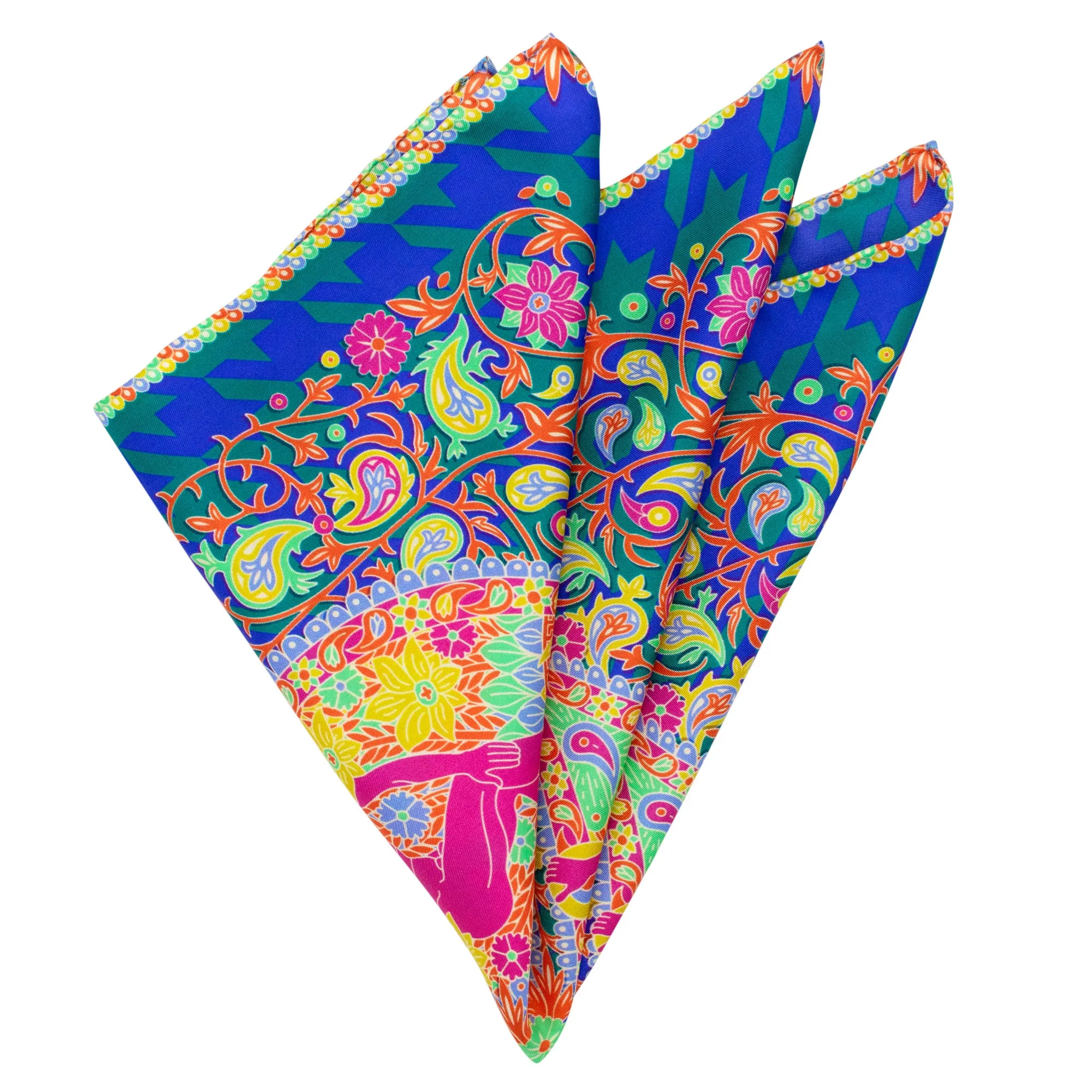 Discobolos Varanasi, Paisley Gods Silk Pocket Square