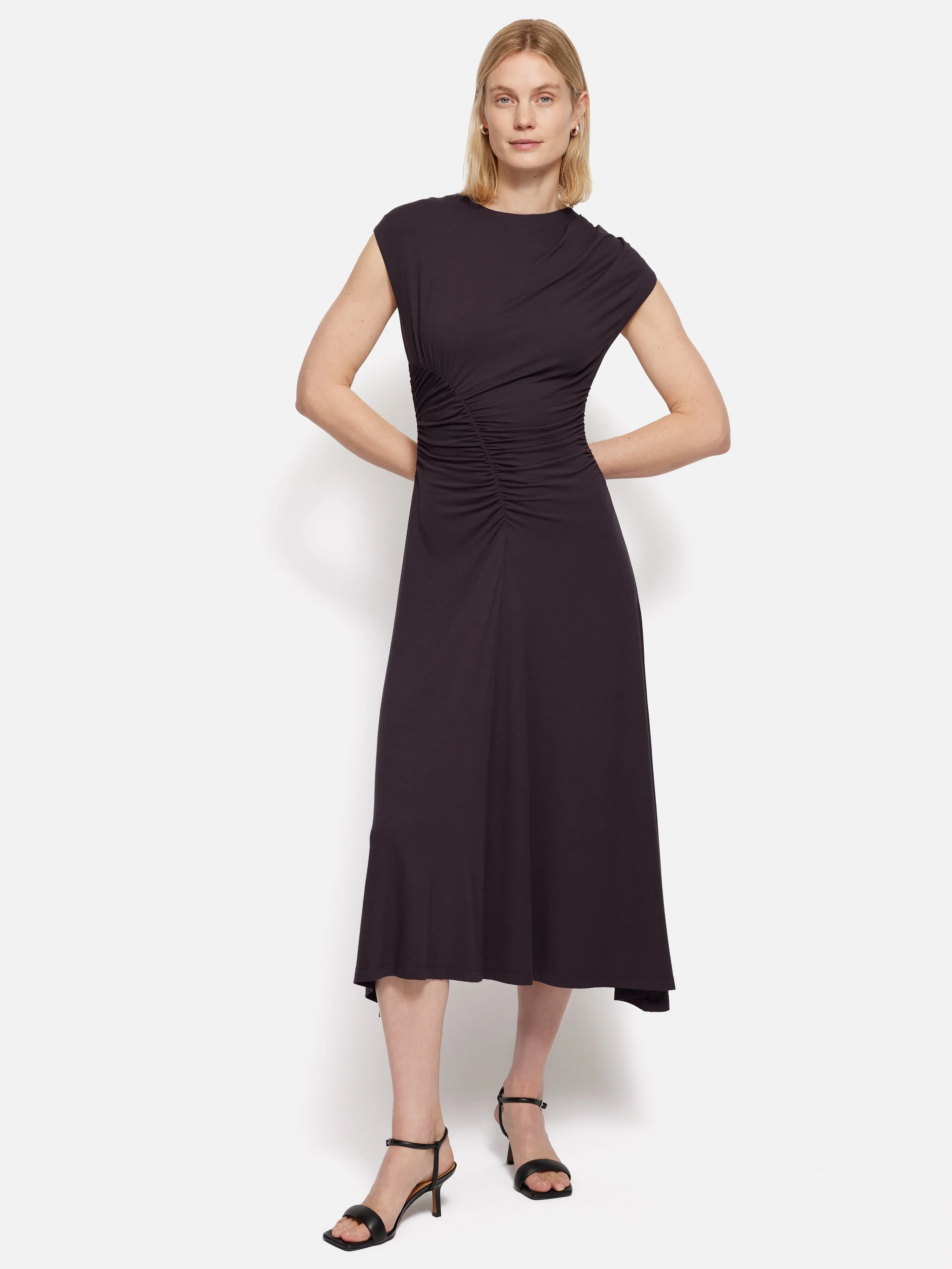 Drape Pleat Jersey Dress | Raisin