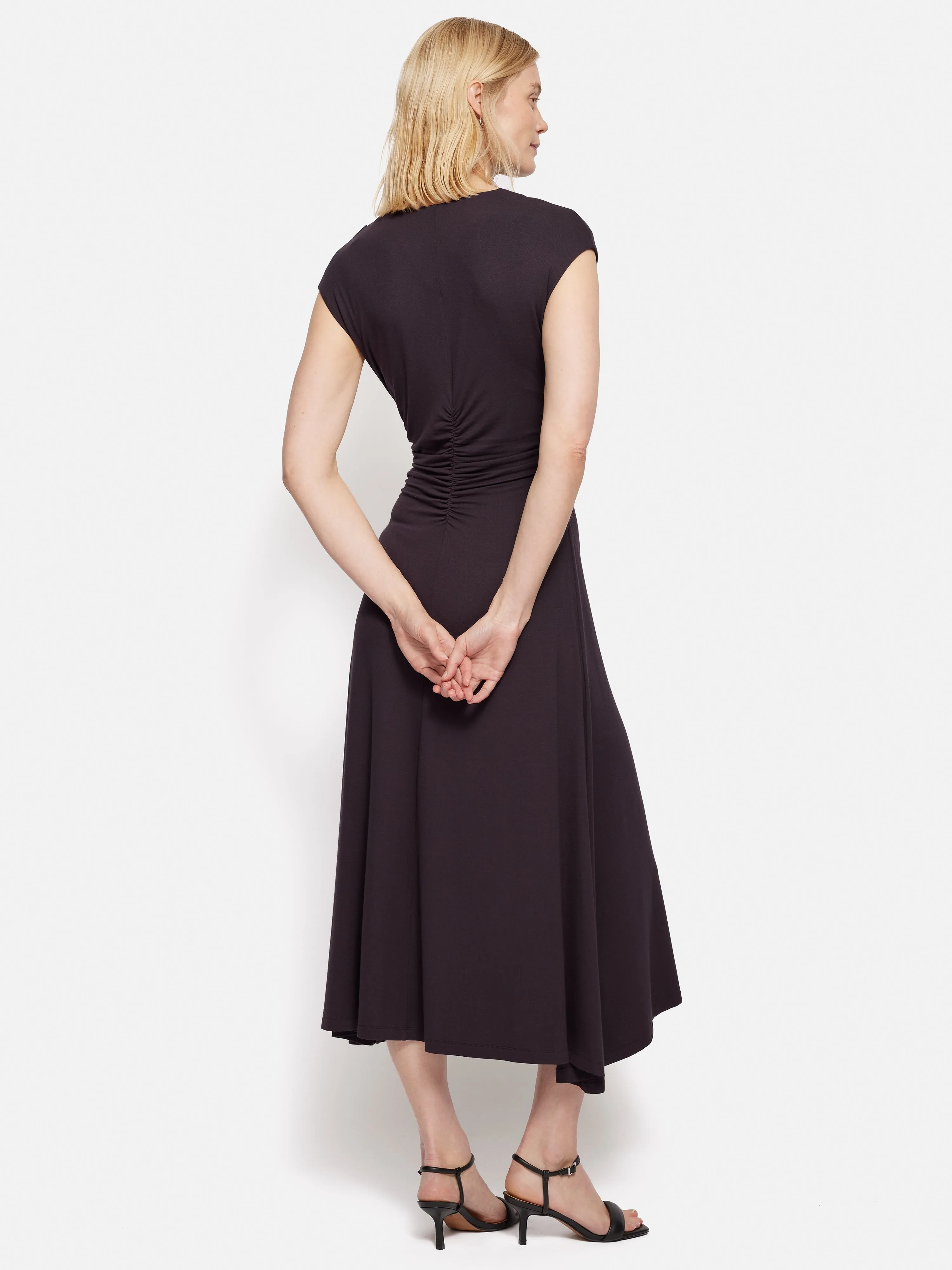 Drape Pleat Jersey Dress | Raisin