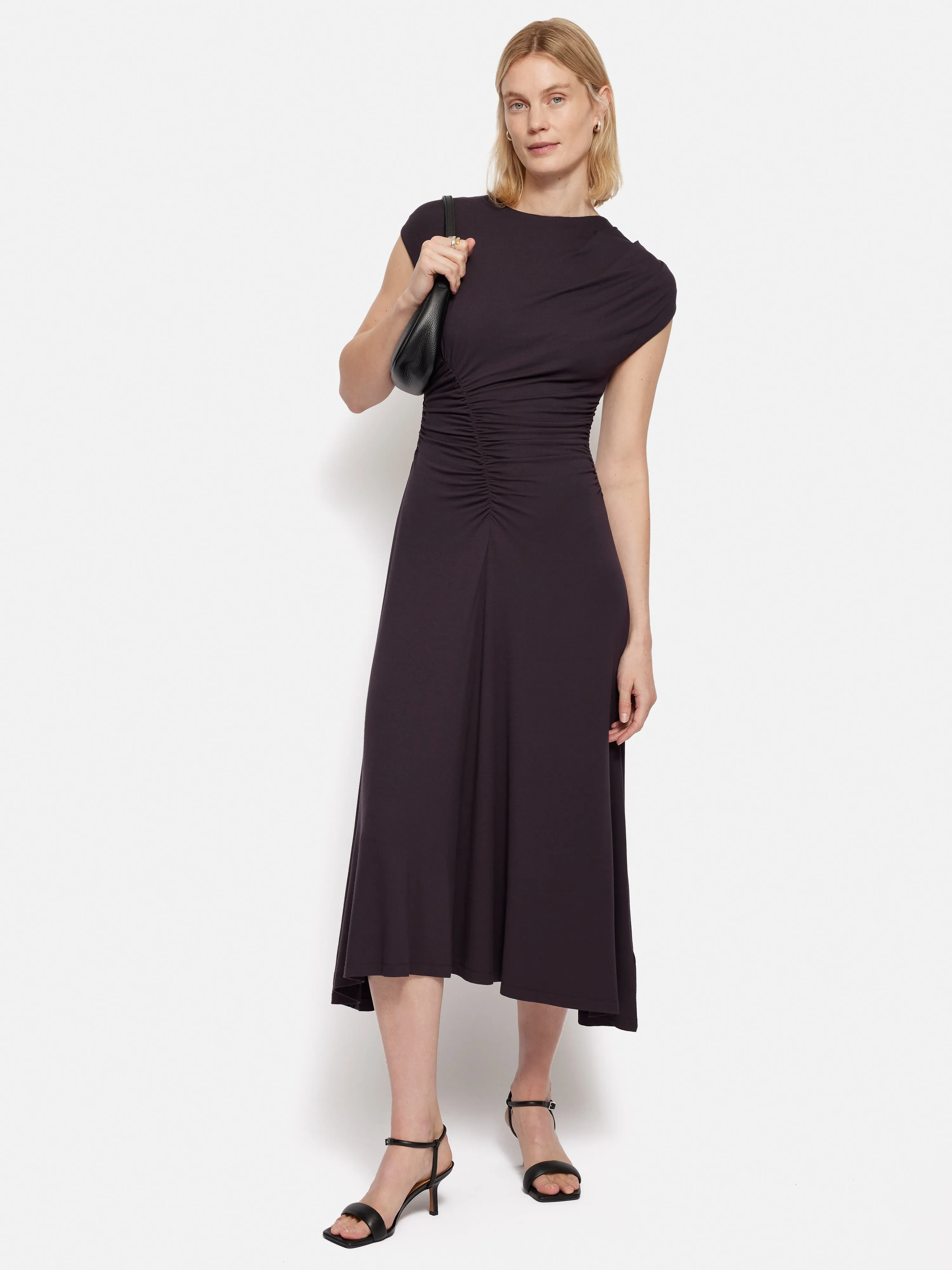 Drape Pleat Jersey Dress | Raisin