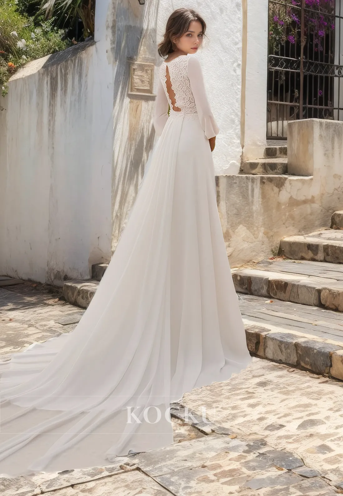 Elegant & Luxurious Long sleeves A-Line Appliques Wedding Dress