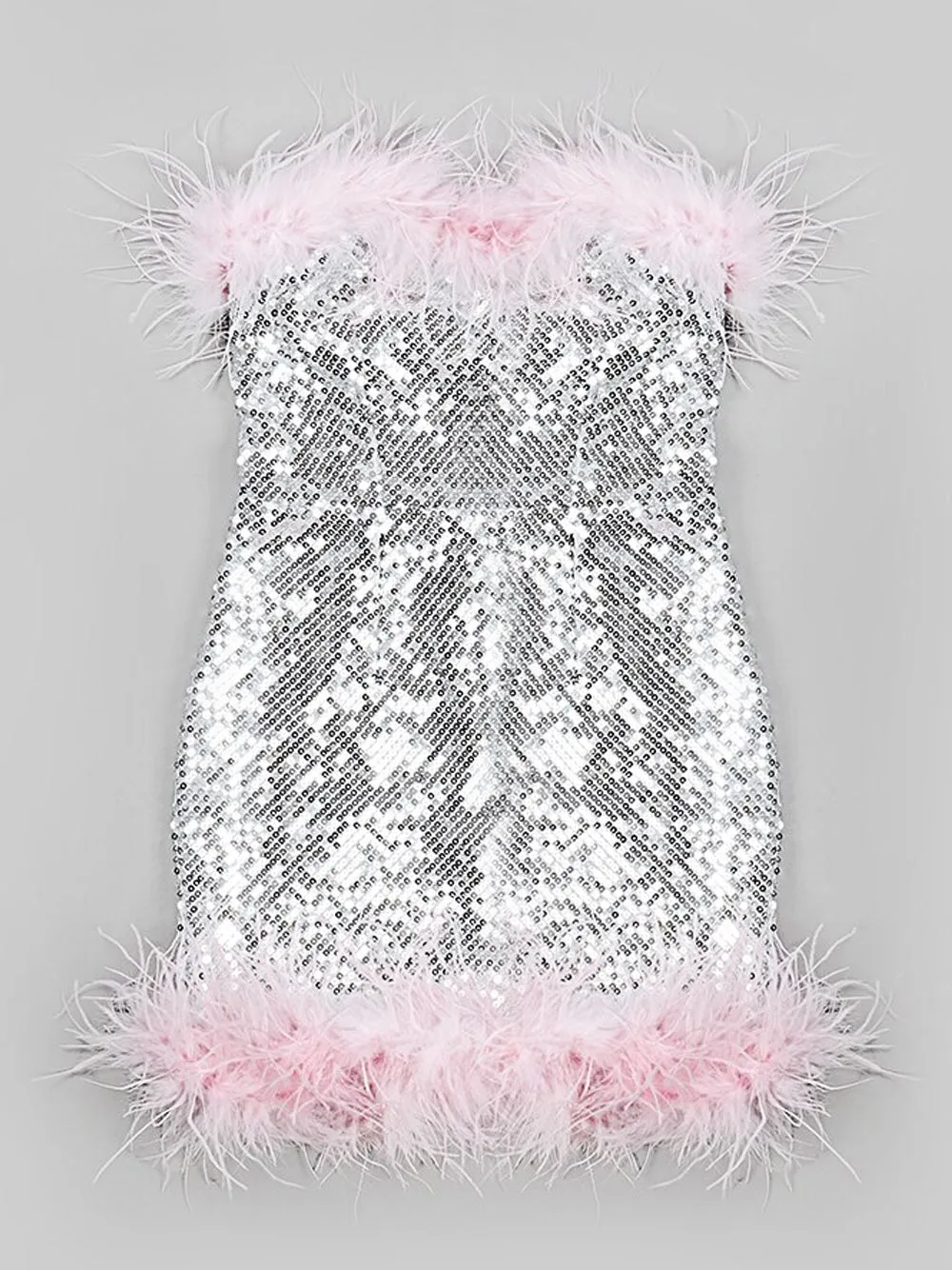 ELVIRA Sequins w Feathers Mini Dress