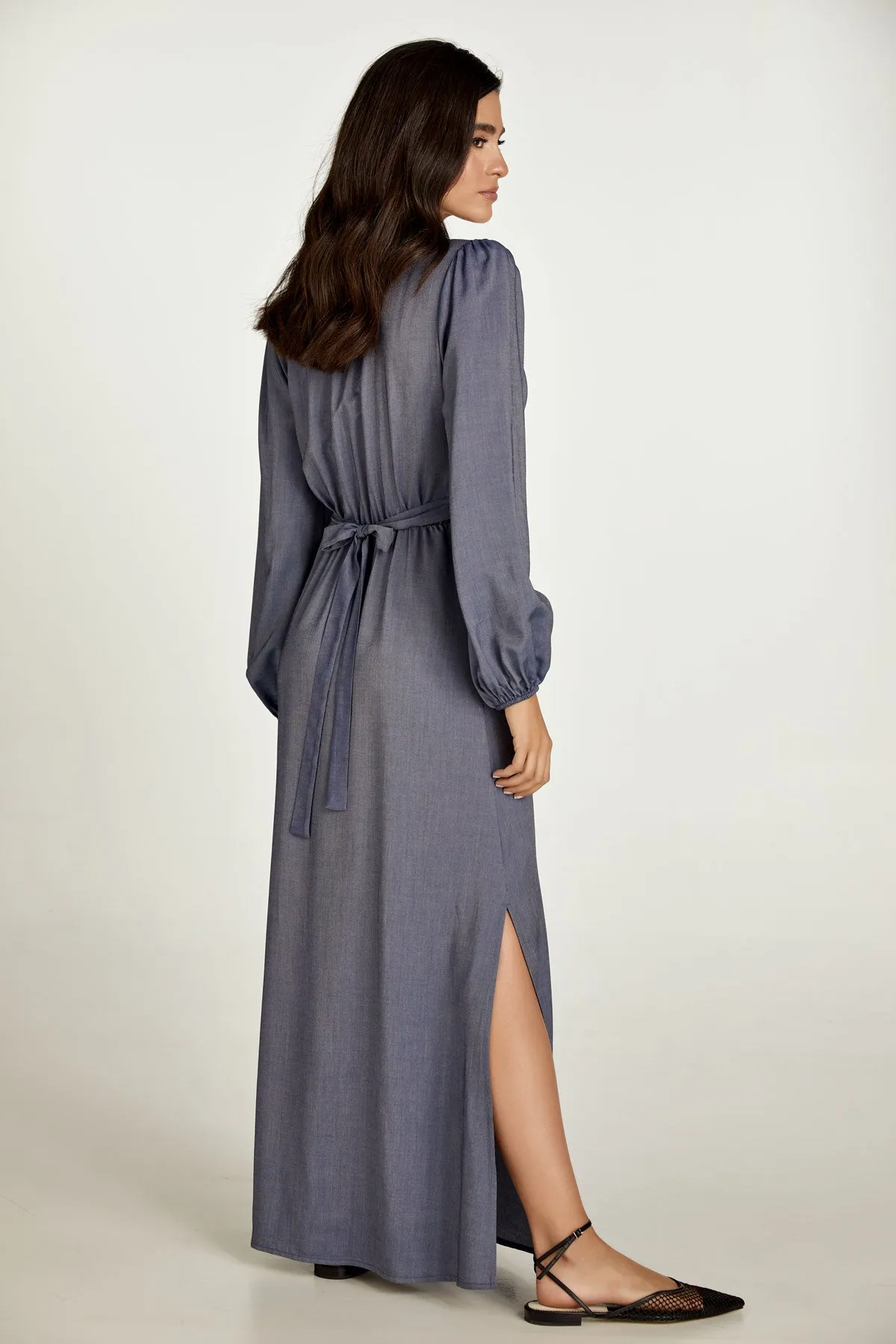 Faux Wrap Maxi Dress with Side Slits