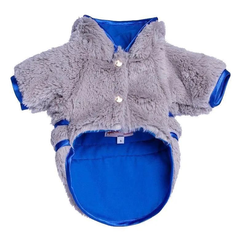 Fluffy Bow Dog Coat Baby Blue