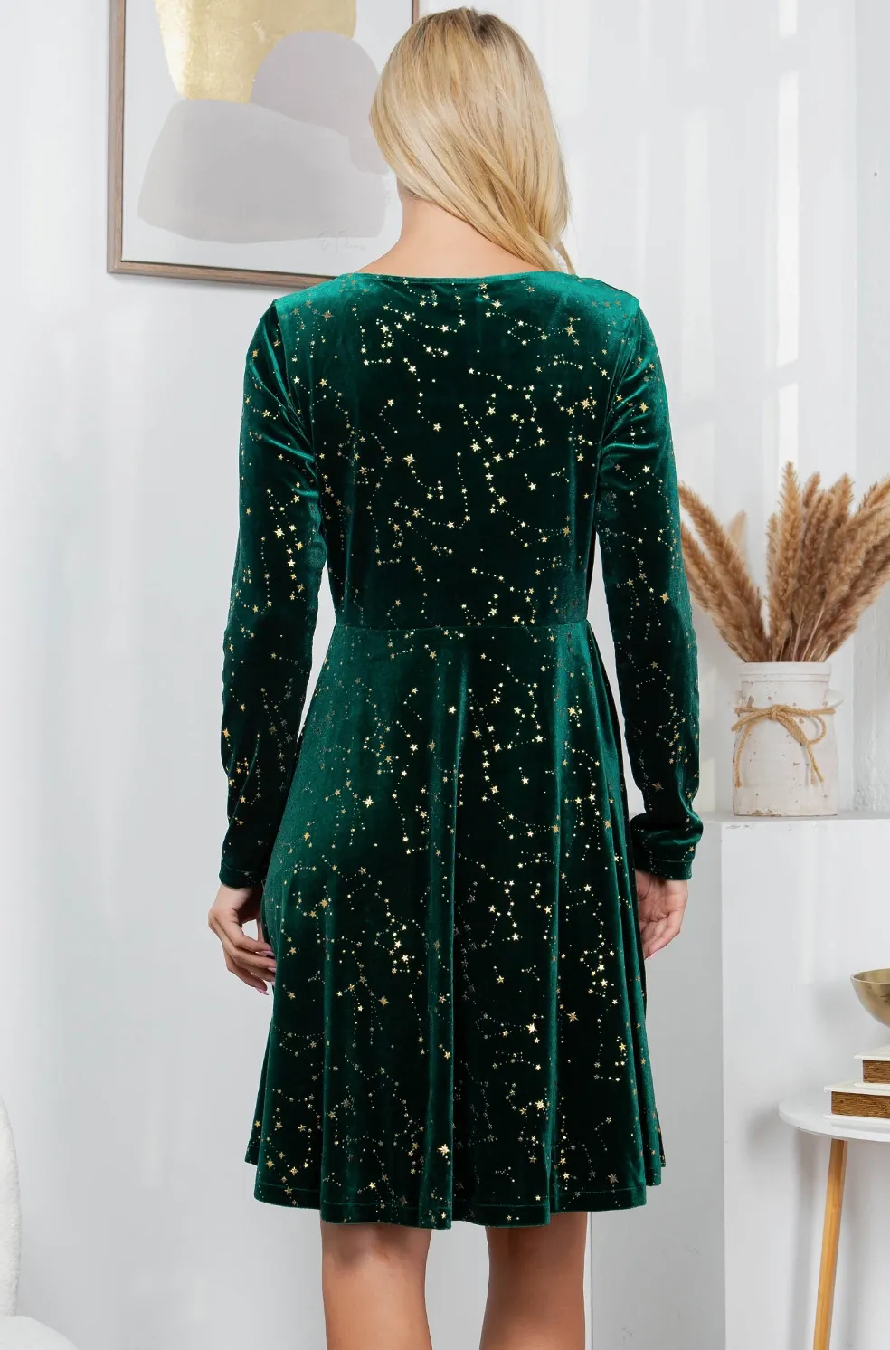 Forest Green Velvet Holiday Sparkles Dress