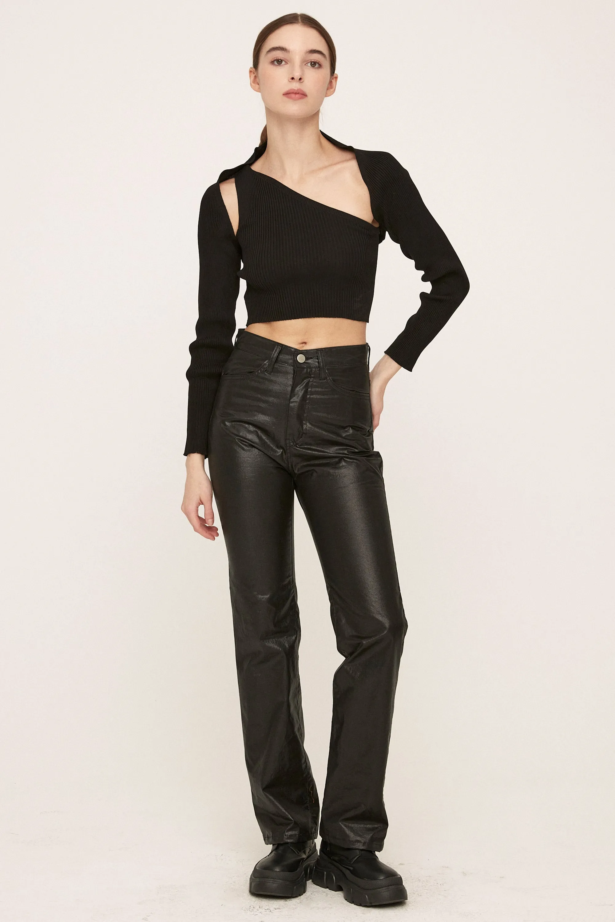 Freyja Coated Leather-like Pants