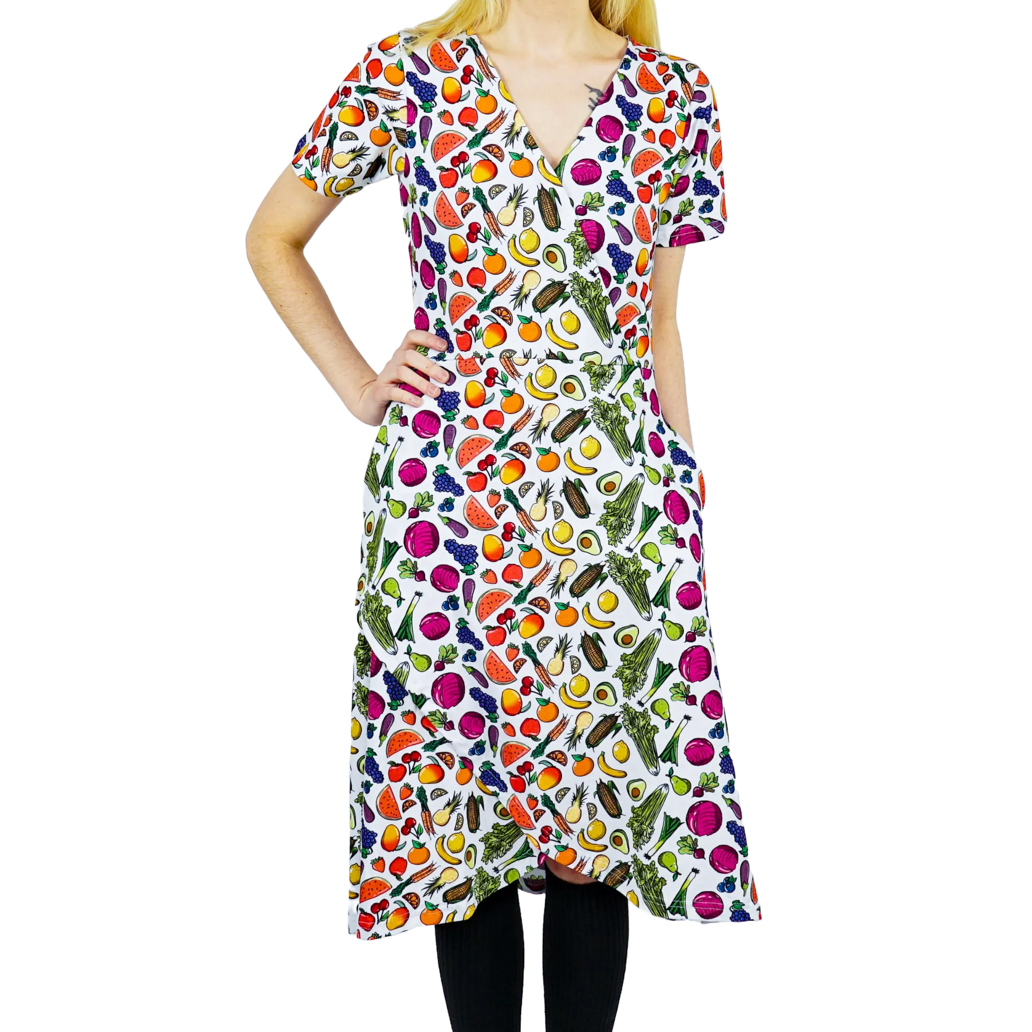 Fruits & Veggies Faux Wrap Dress [FINAL SALE]