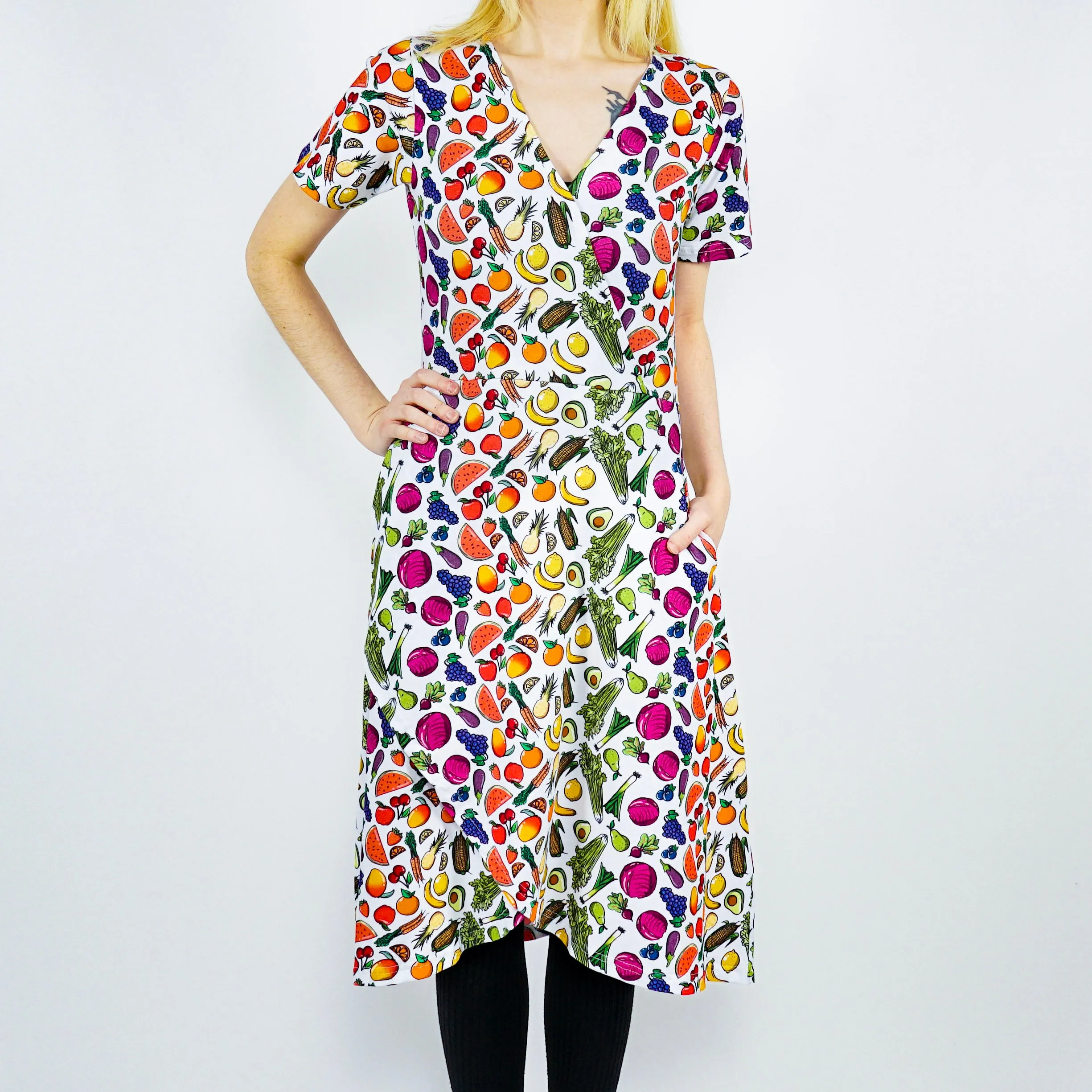 Fruits & Veggies Faux Wrap Dress [FINAL SALE]