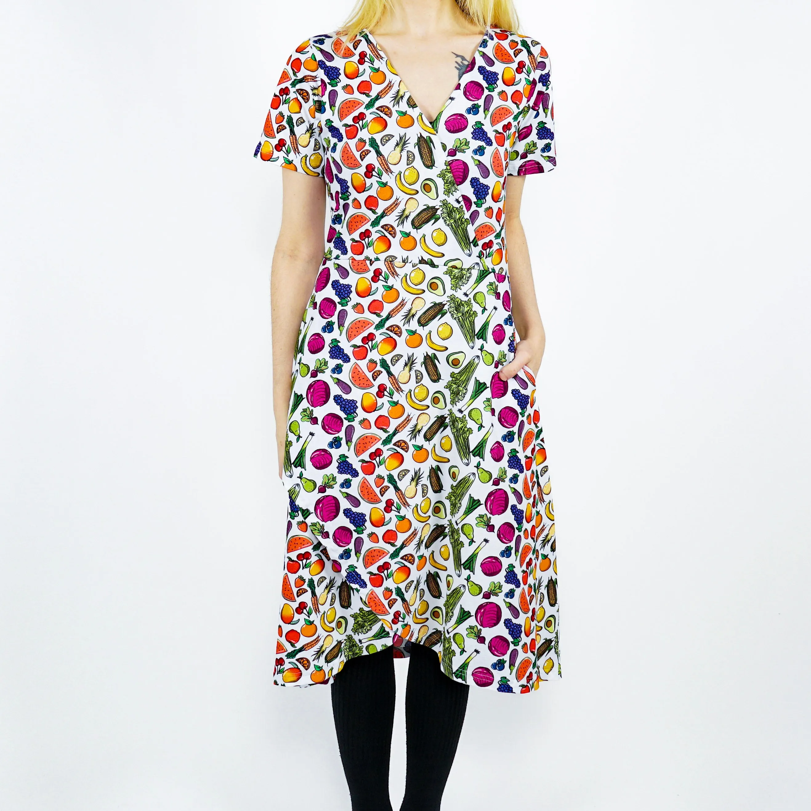 Fruits & Veggies Faux Wrap Dress [FINAL SALE]