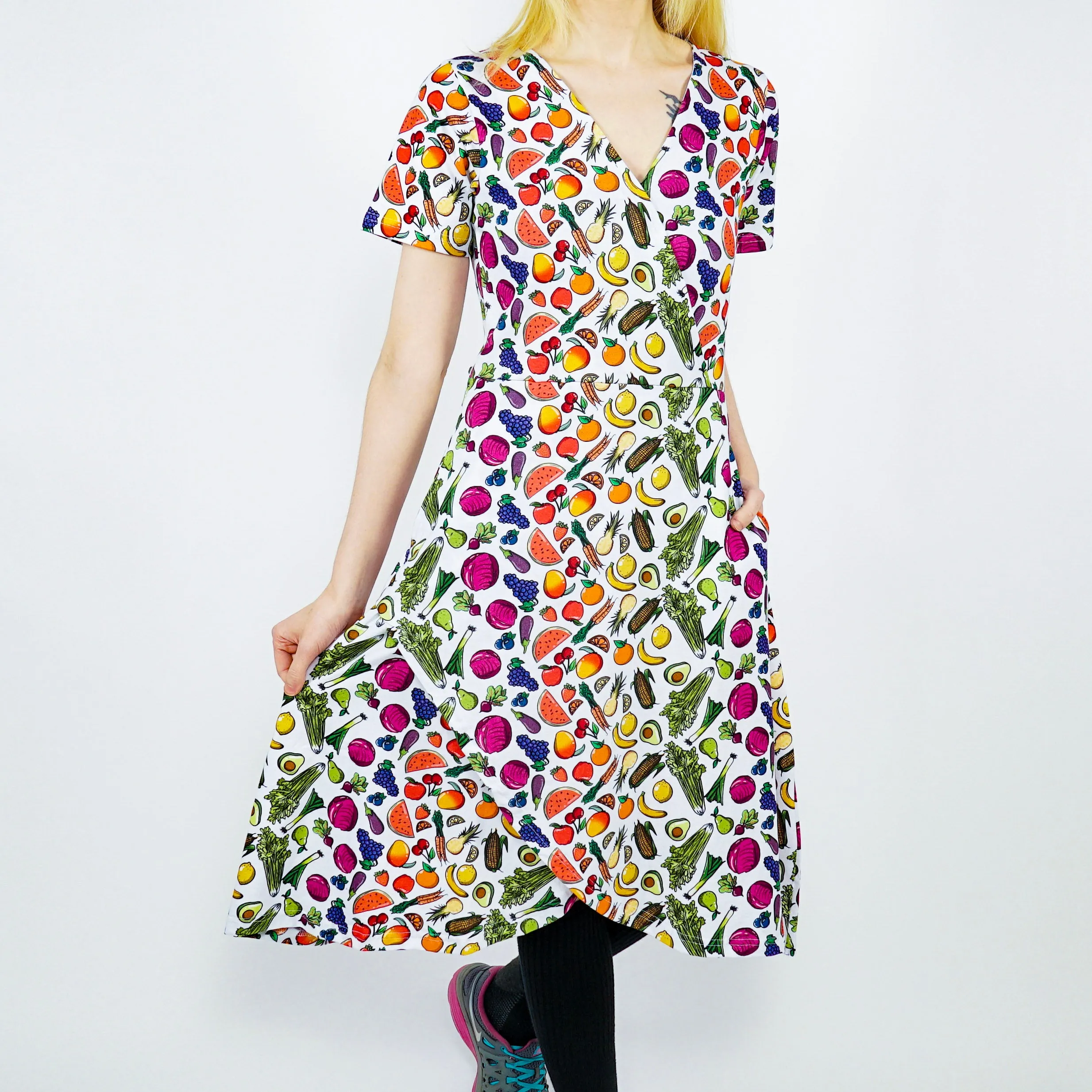 Fruits & Veggies Faux Wrap Dress [FINAL SALE]