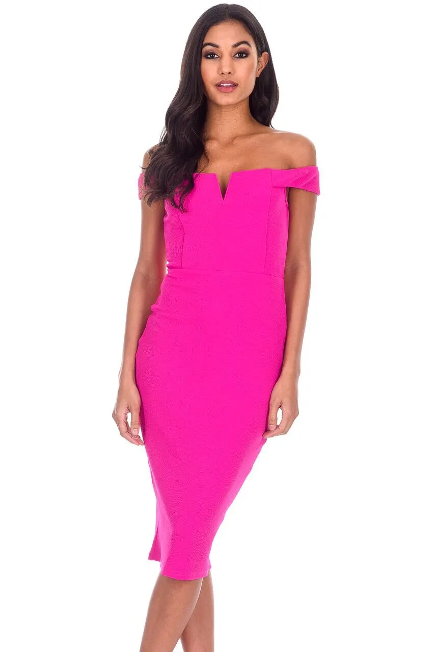 Fuchsia Bardot Bodycon Dress