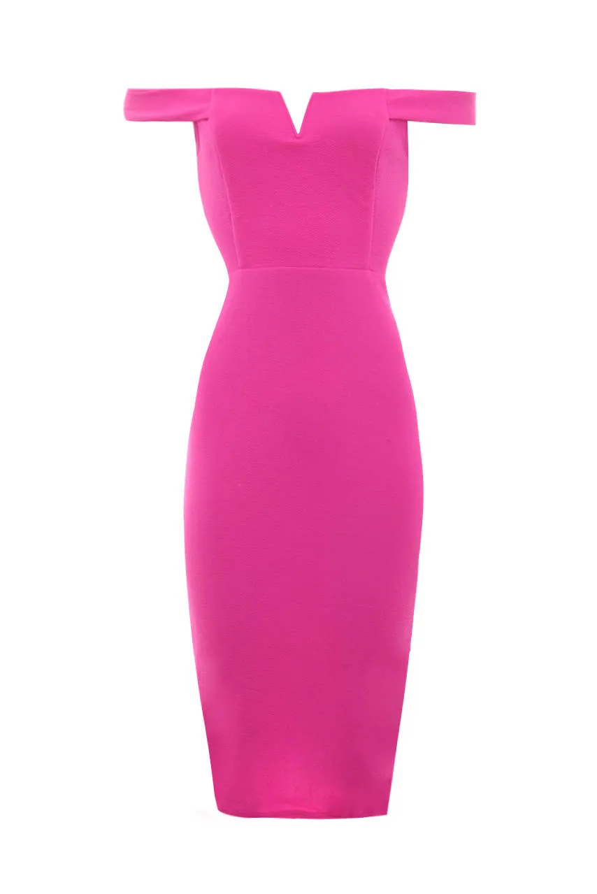 Fuchsia Bardot Bodycon Dress