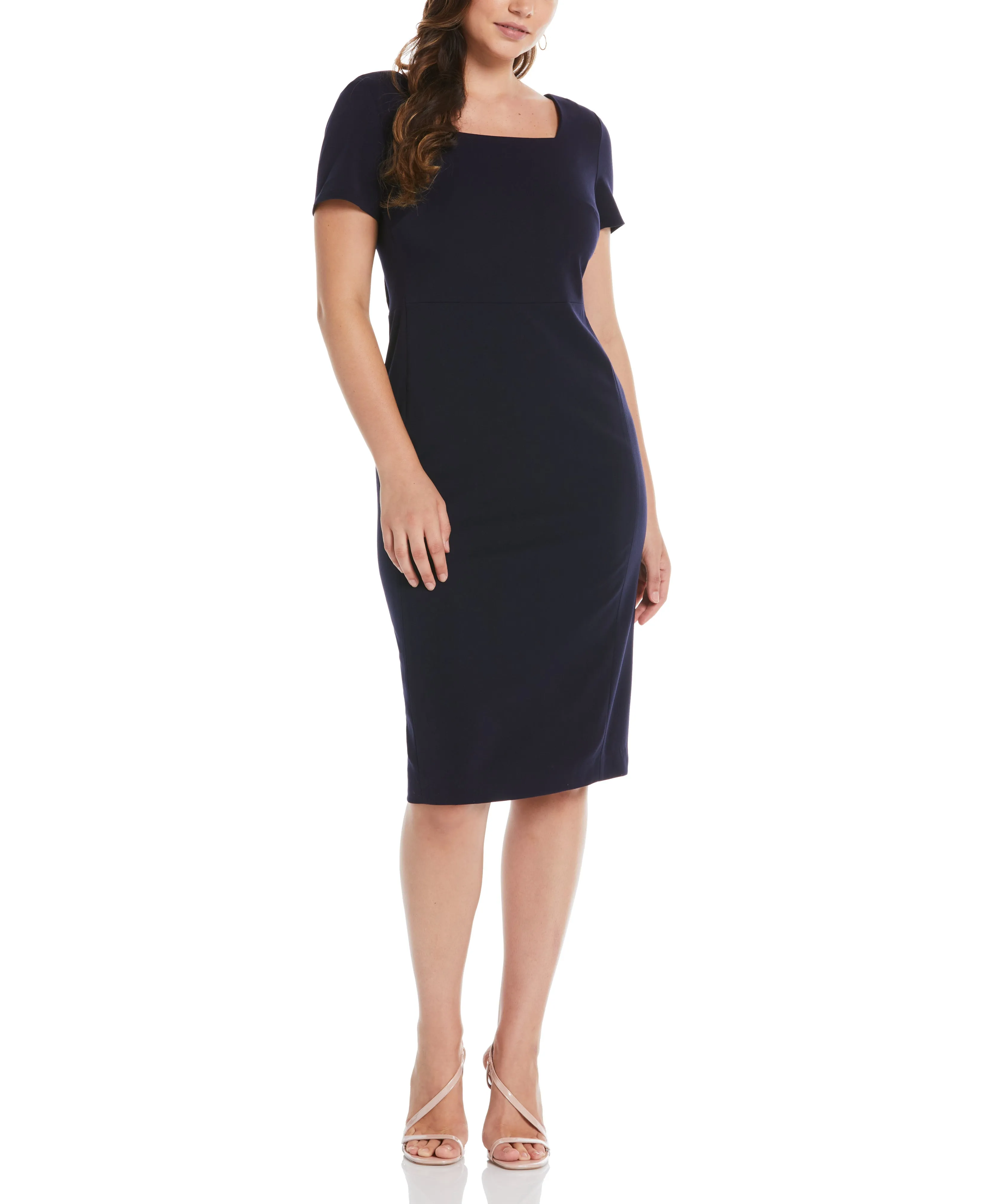 Gabardine Square Neck Dress