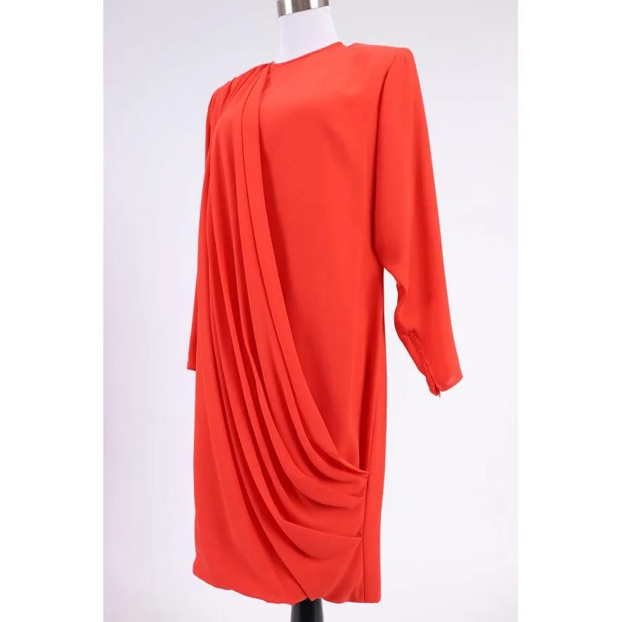 GALANOS 80's Tangerine Silk Dress | Size S/M