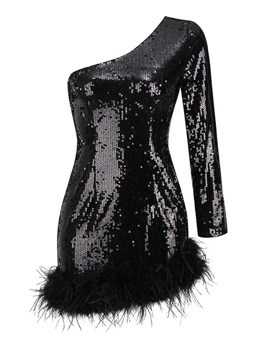 GERLA Sequins & Feathers Mini Dress