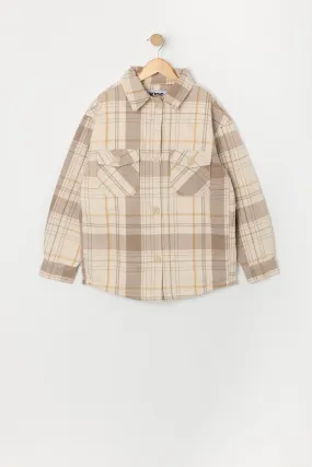 Girls Plaid Sherpa Shacket