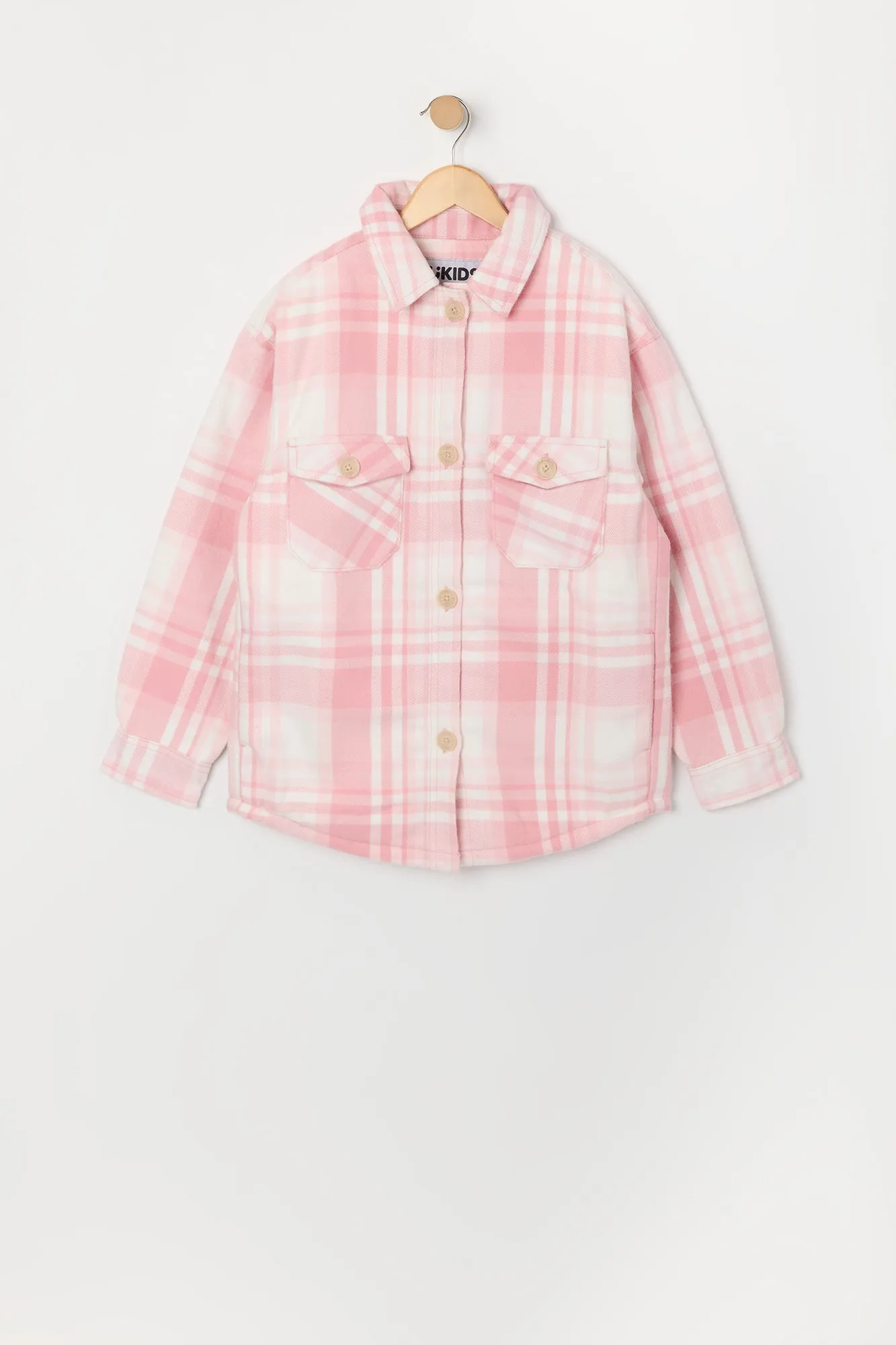 Girls Plaid Sherpa Shacket