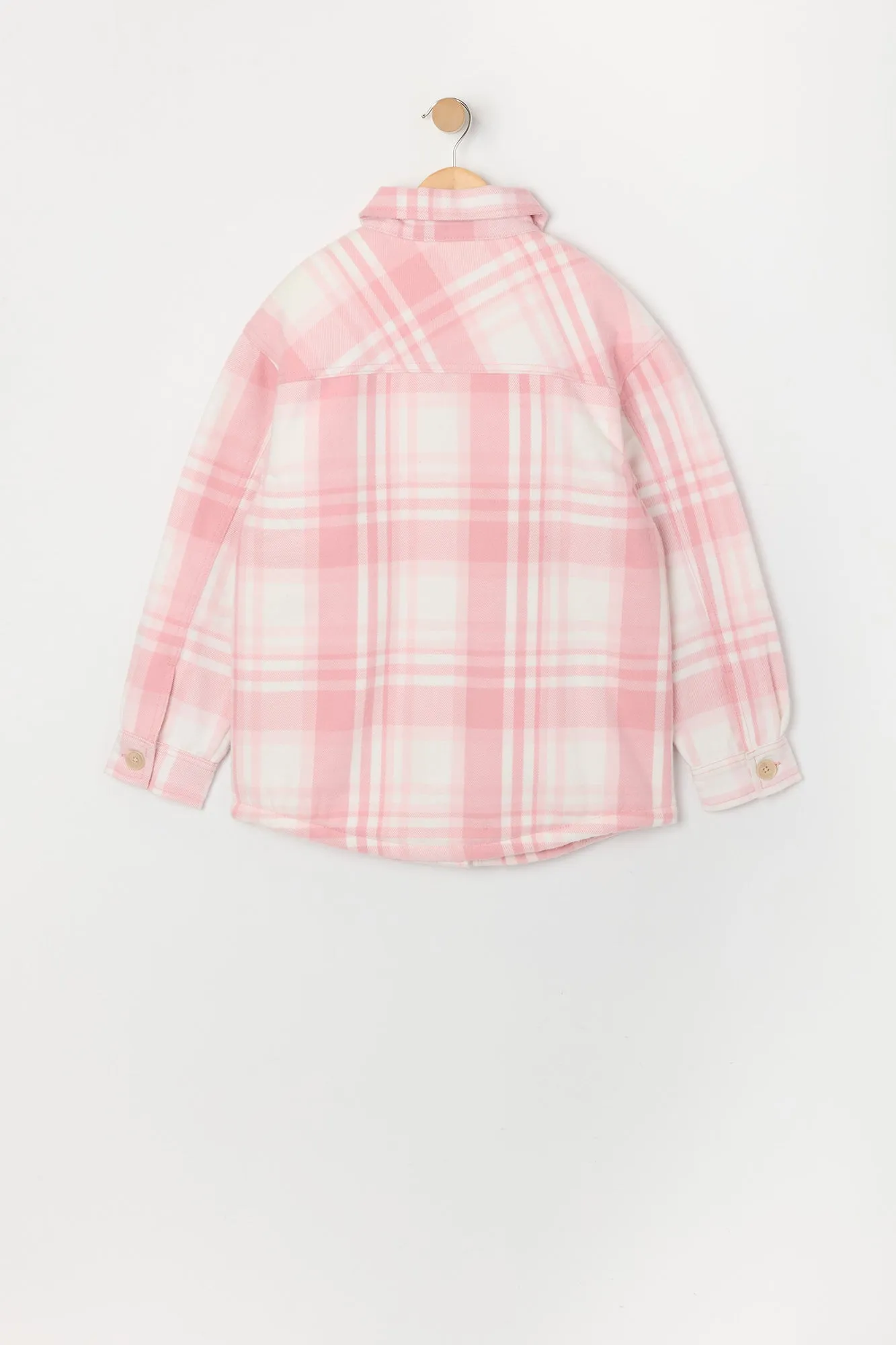 Girls Plaid Sherpa Shacket