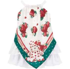 Girls Strawberry Print Shoulder Strap Dress