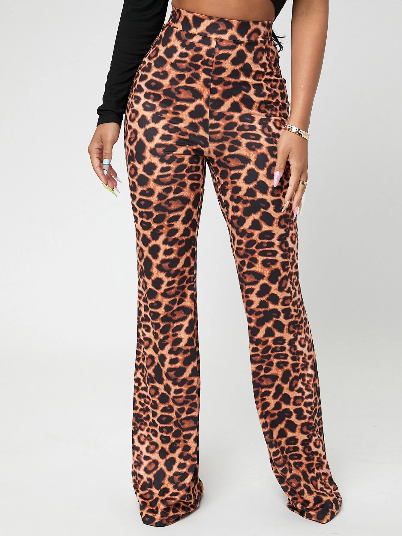 Glamorous Leopard High Waist Long Women Pants