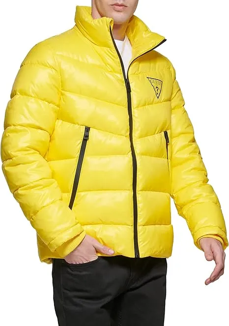 GUESS Men's Mid-Weight Puffer Jacket with Removable Hood