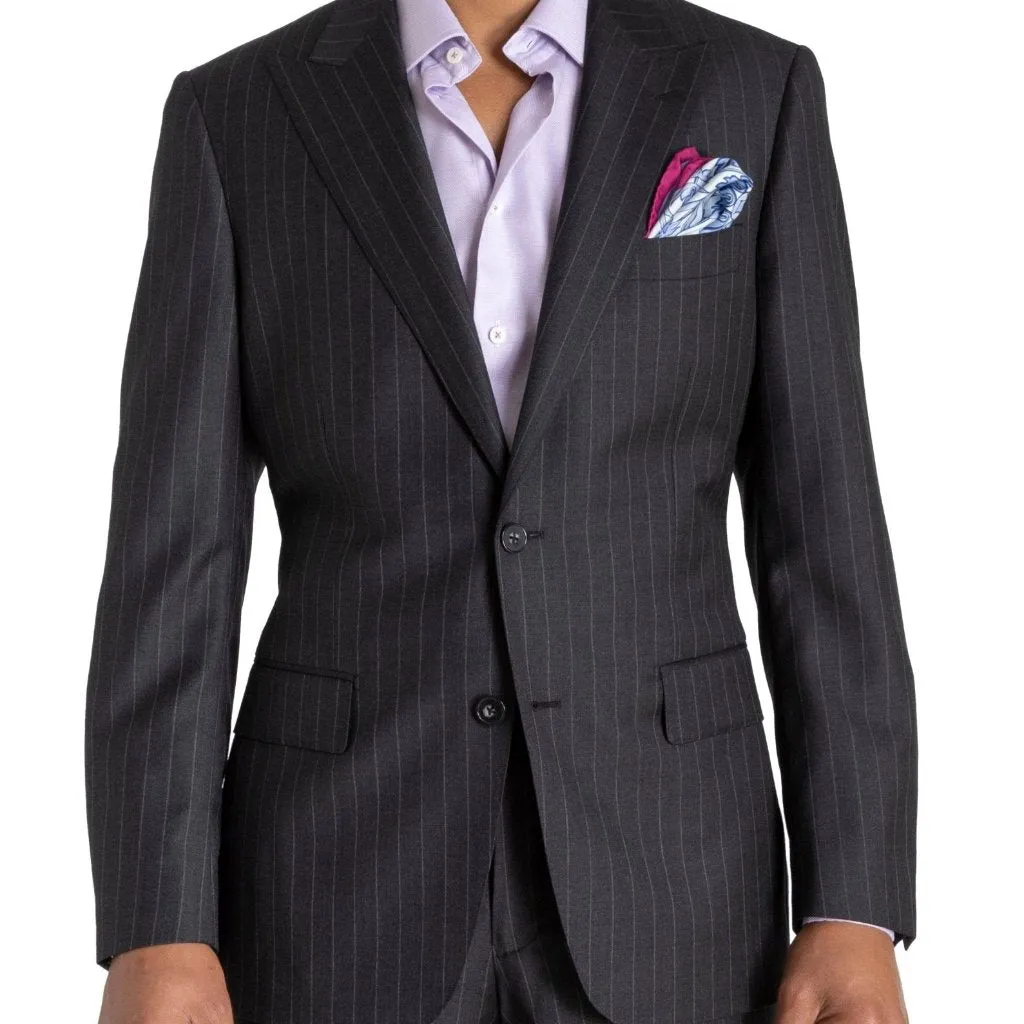 HENRY SARTORIAL Westminster Peak Lapel Suit CHARCOAL STRIPE (Two Trousers)