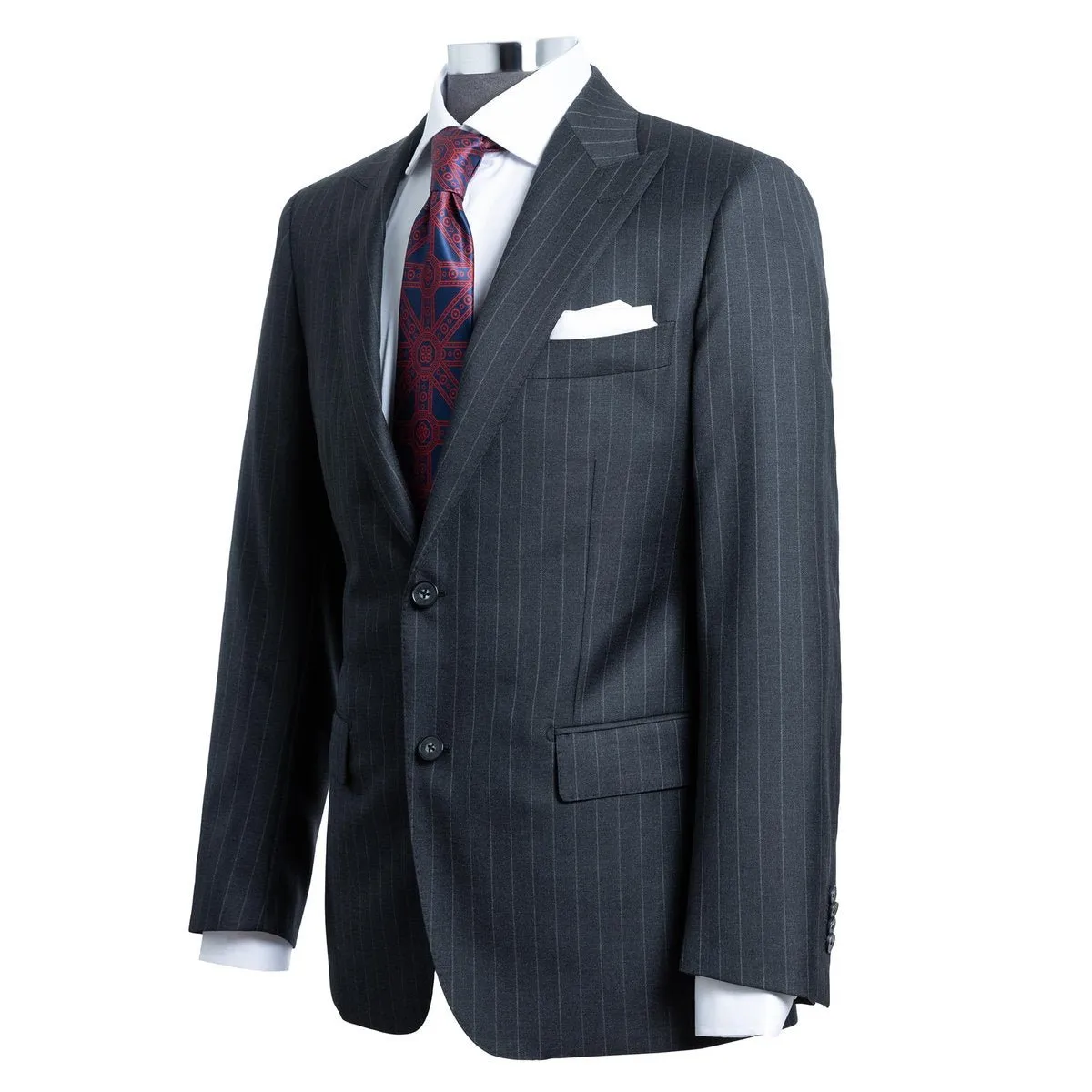 HENRY SARTORIAL Westminster Peak Lapel Suit CHARCOAL STRIPE (Two Trousers)