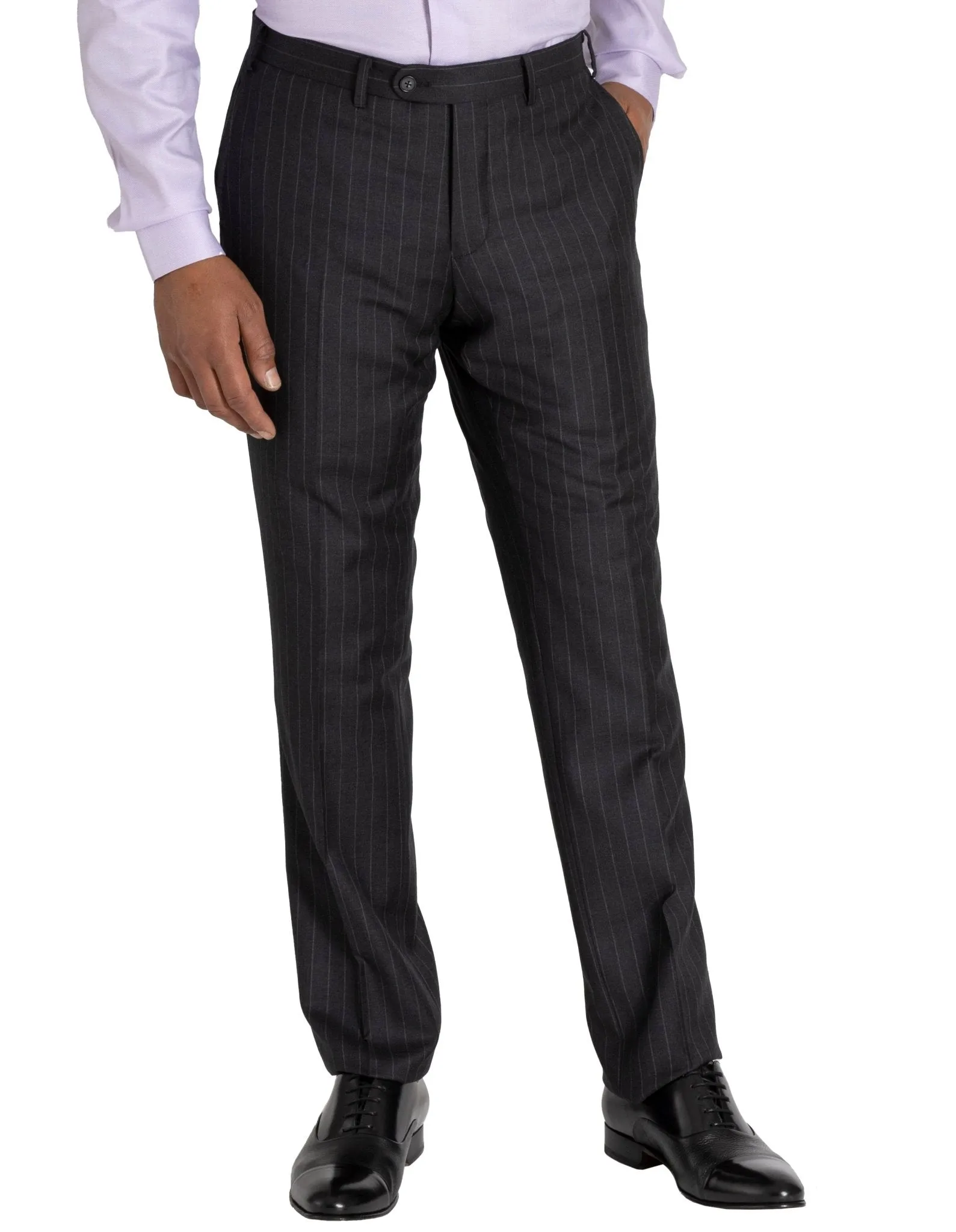 HENRY SARTORIAL Westminster Peak Lapel Suit CHARCOAL STRIPE (Two Trousers)