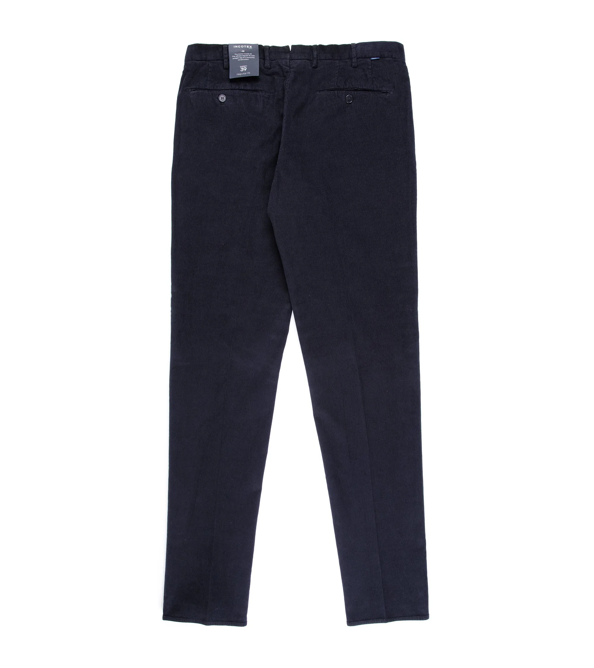 Incotex Regular Cotton Needlecord Trousers: Navy