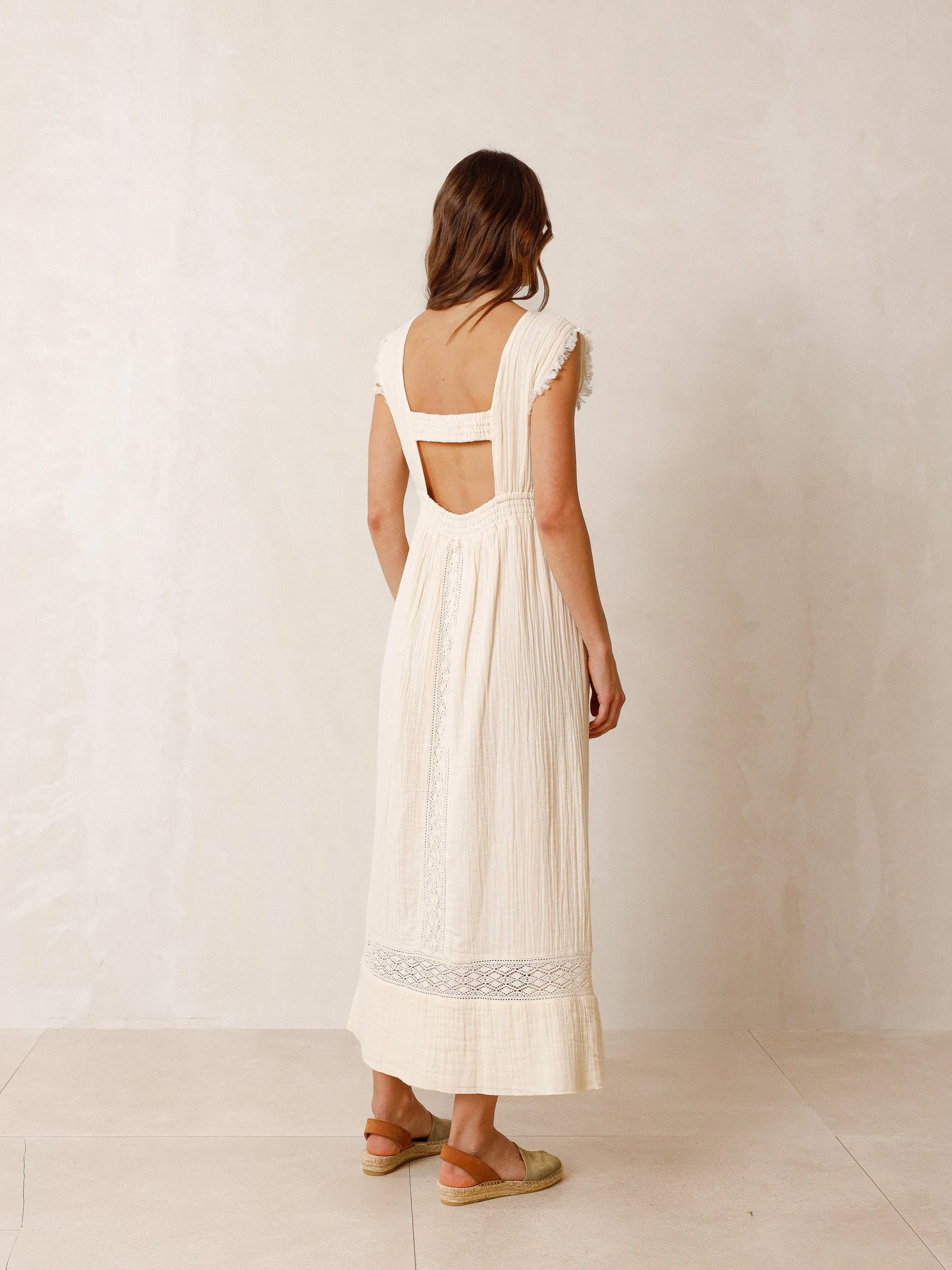 Indi & Cold Cotton Gauze Dress With Embroidery