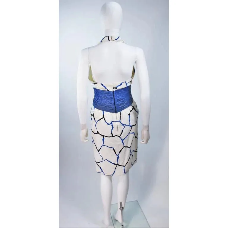 JACQUELINE DE RIBES Halter Dress w/ Snakeskin Belt | Size 4-6