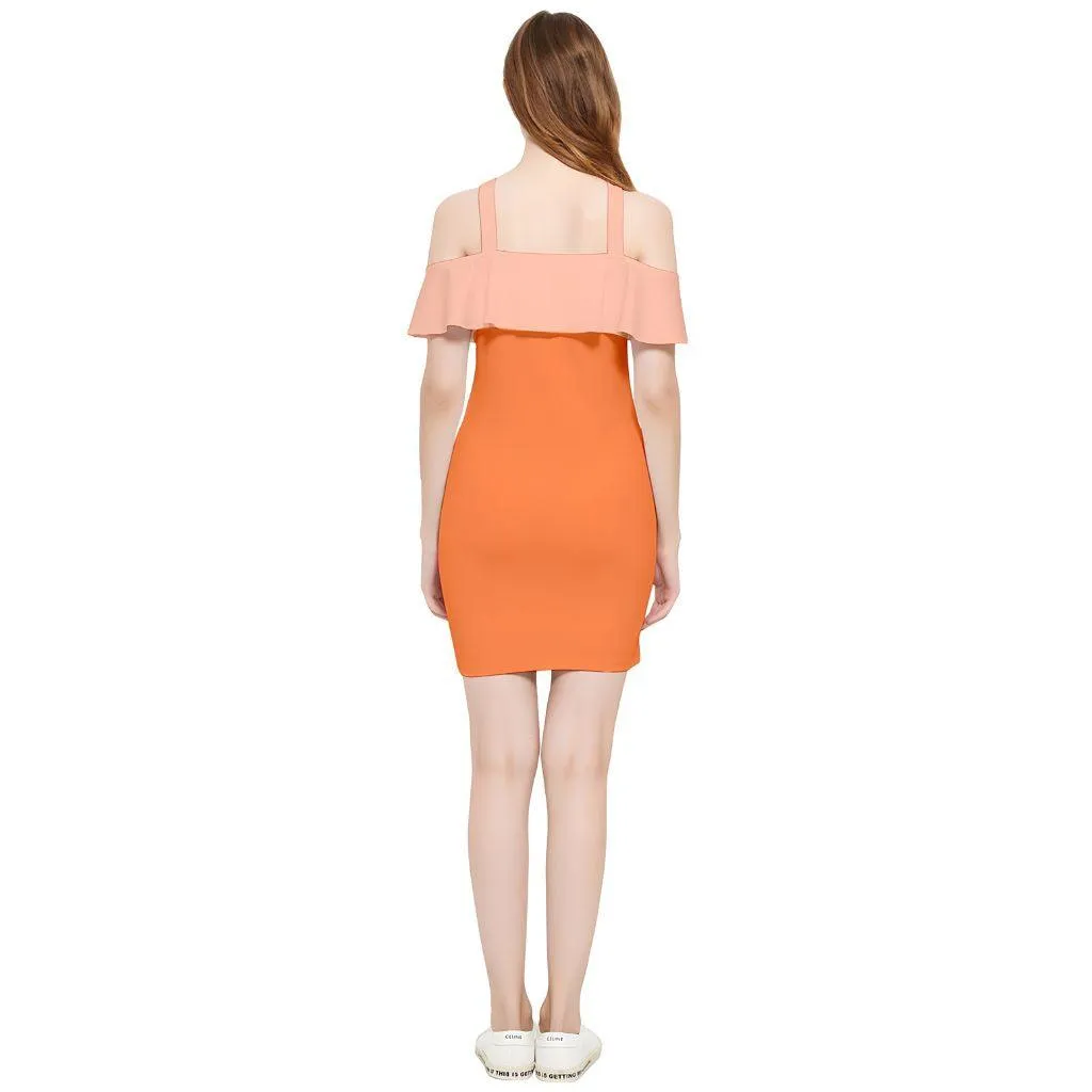 Keki Color Block Reversible Strap Off Shoulder Bodycon Dress