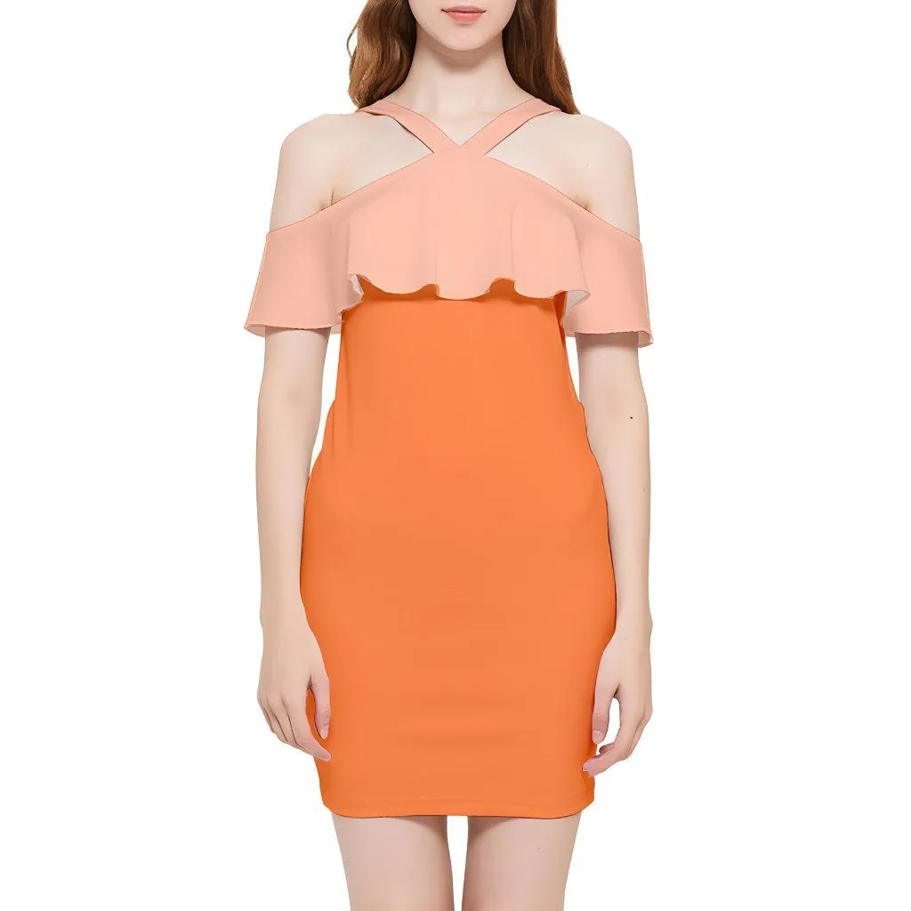 Keki Color Block Reversible Strap Off Shoulder Bodycon Dress