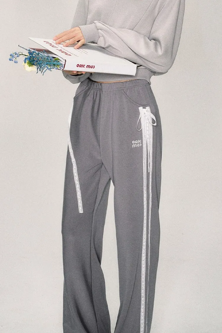 Lace Up Stripe Track Pants