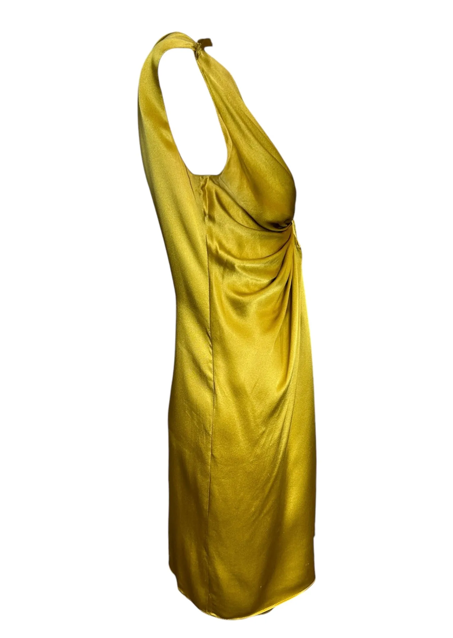 Lanvin Winter 2007 Golden Silk Charmeuse Ruched Mini Dress