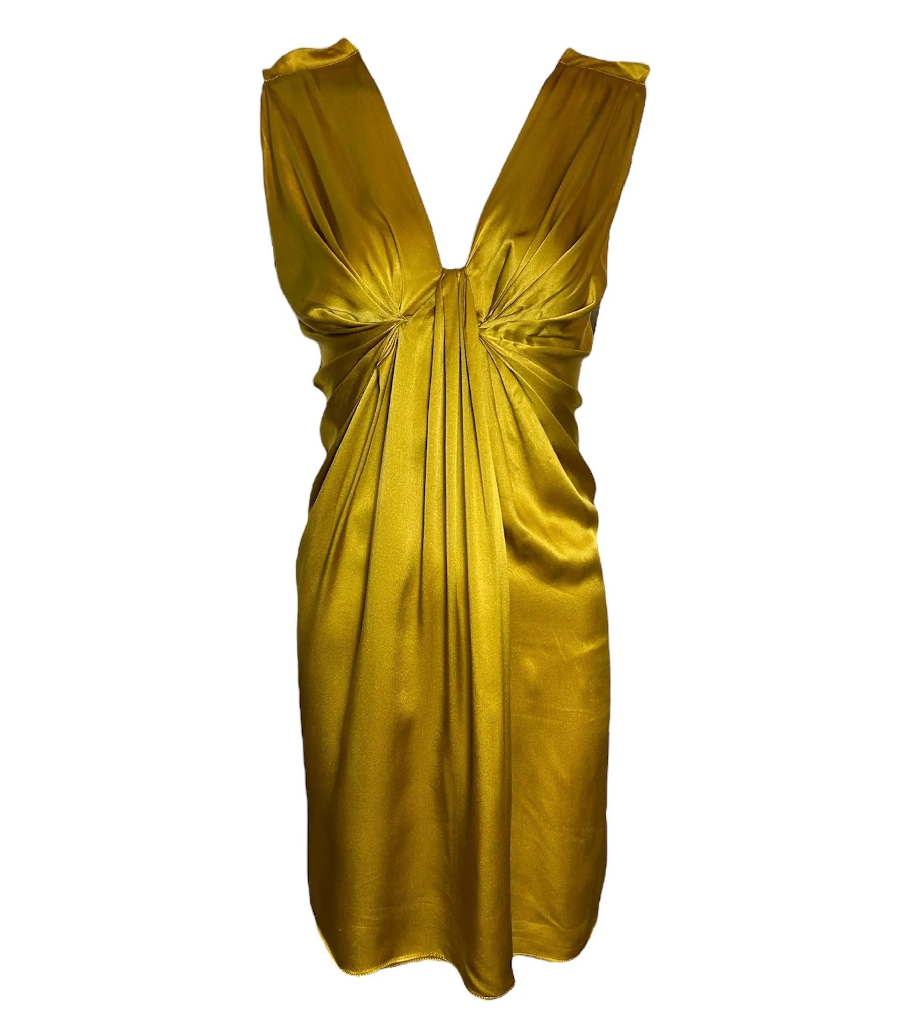 Lanvin Winter 2007 Golden Silk Charmeuse Ruched Mini Dress