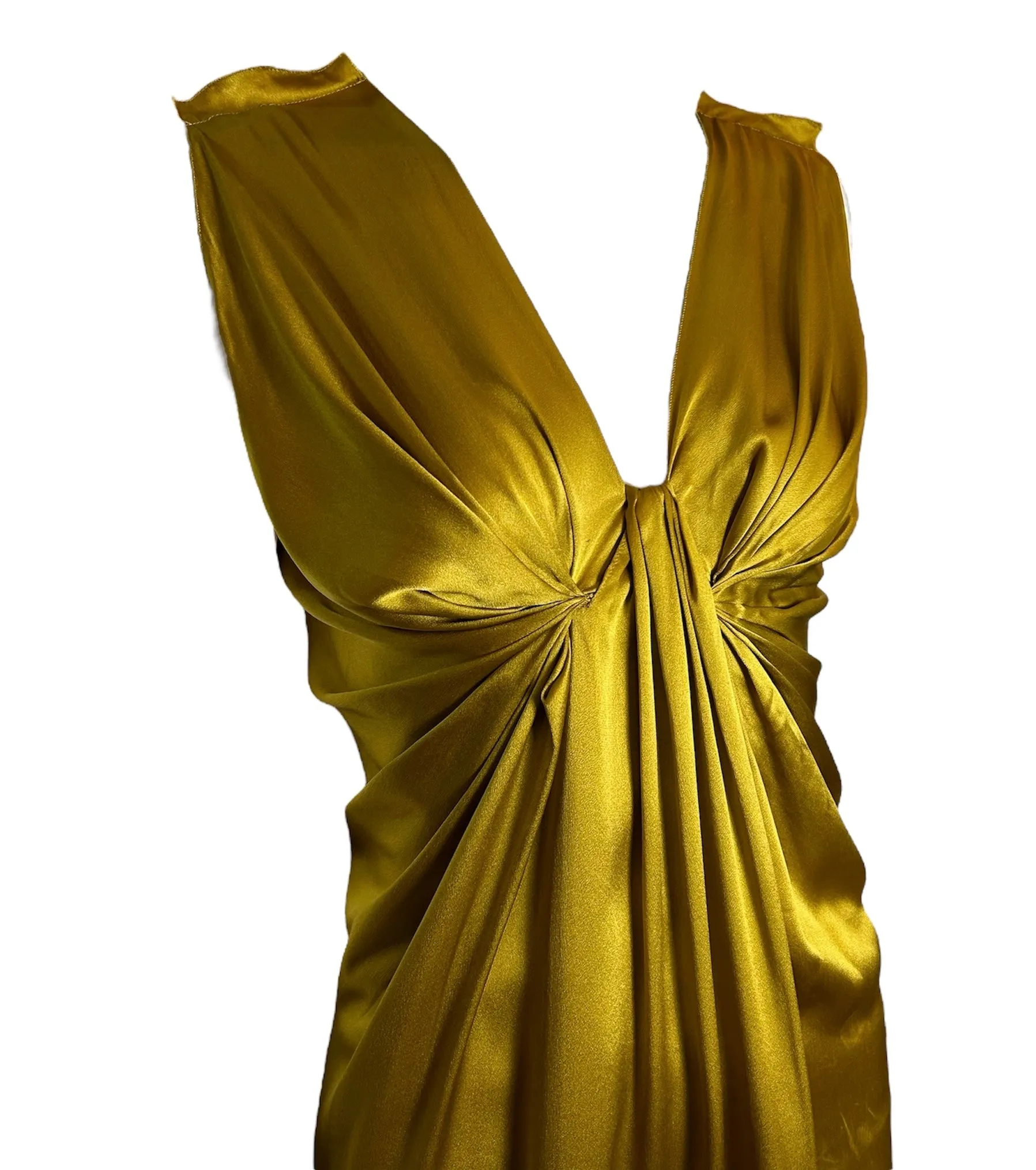 Lanvin Winter 2007 Golden Silk Charmeuse Ruched Mini Dress