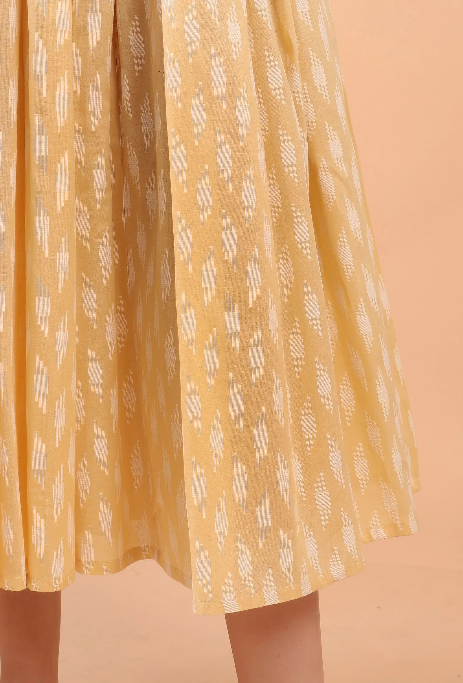 Lemon Tart Yellow Cotton Tiered Gathered Long Dress