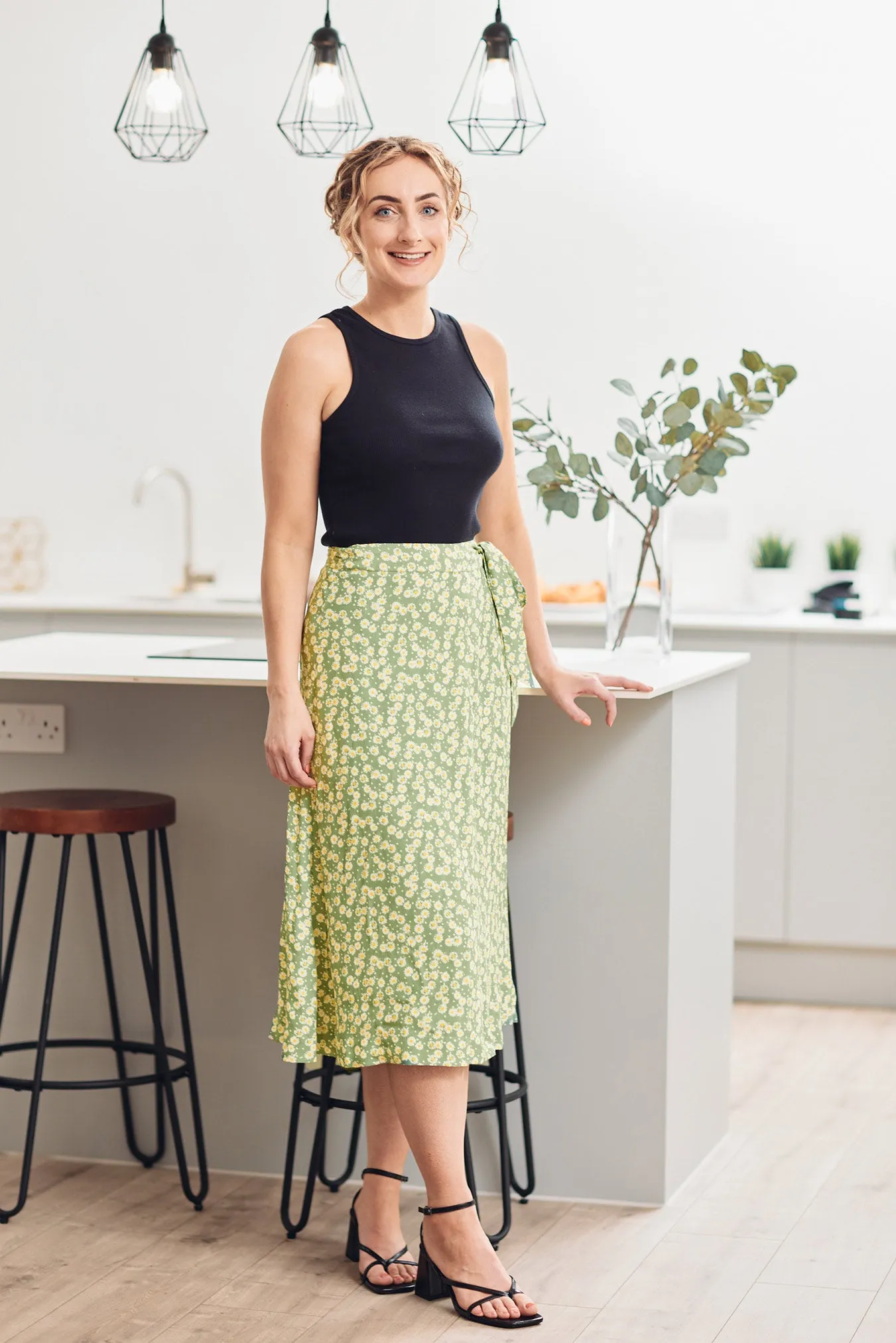 Linda - Midi Wrap Skirt - Green