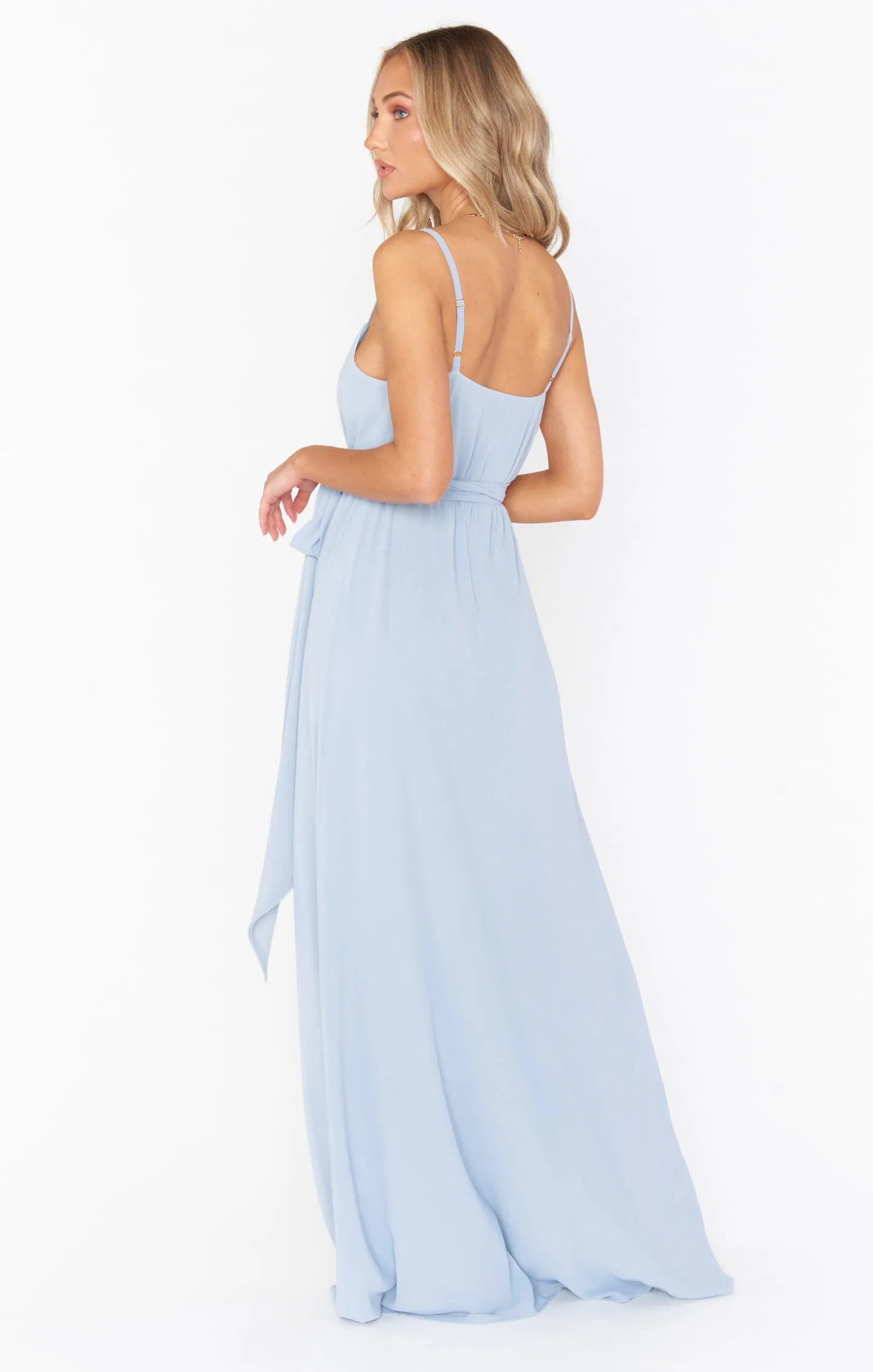 Liz Maxi Dress ~ Steel Blue Chiffon