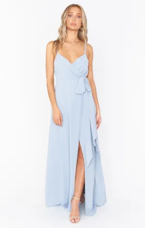 Liz Maxi Dress ~ Steel Blue Chiffon