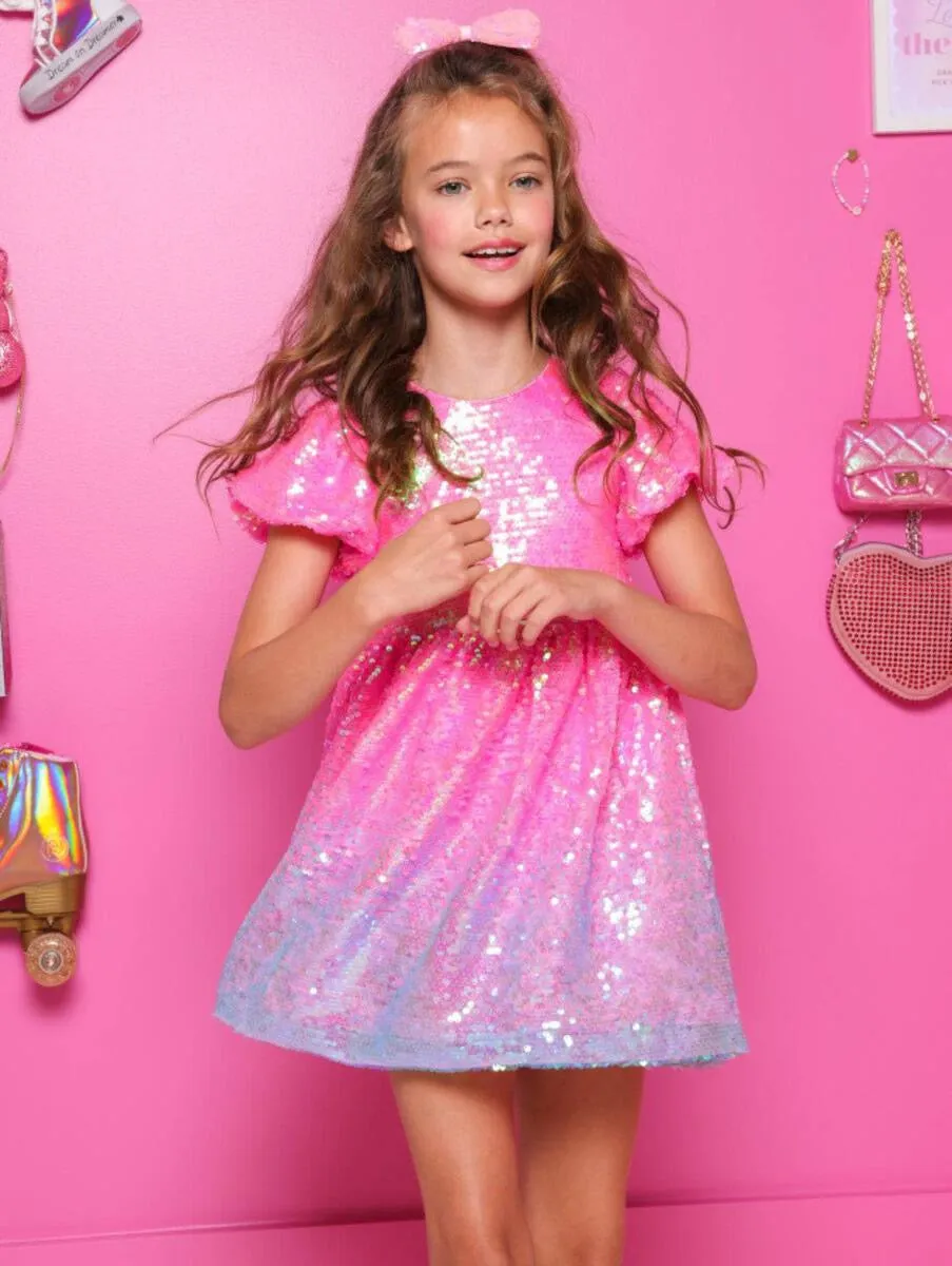 Lola   The Boys Bubble Gum Shimmer Sequin Dress