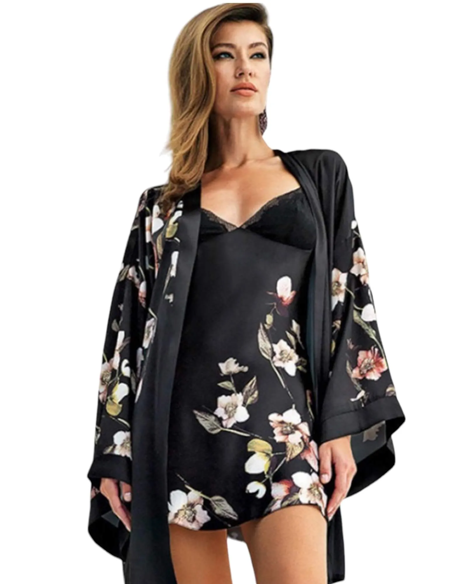 Luxurious Blossom Satin Sleepwear Set