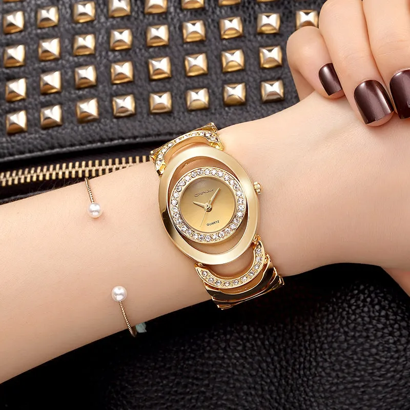 Luxurious Gold and Rhinestones Watch