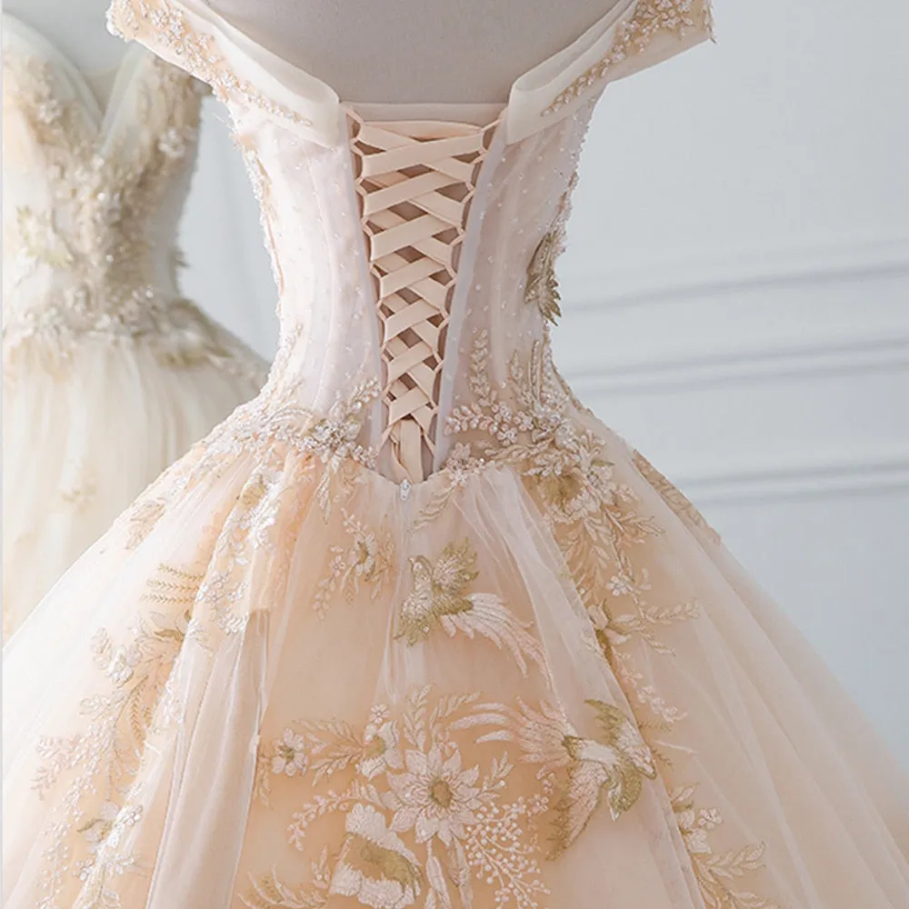 Luxury Wedding Dress with Sparkly Beading Pearls