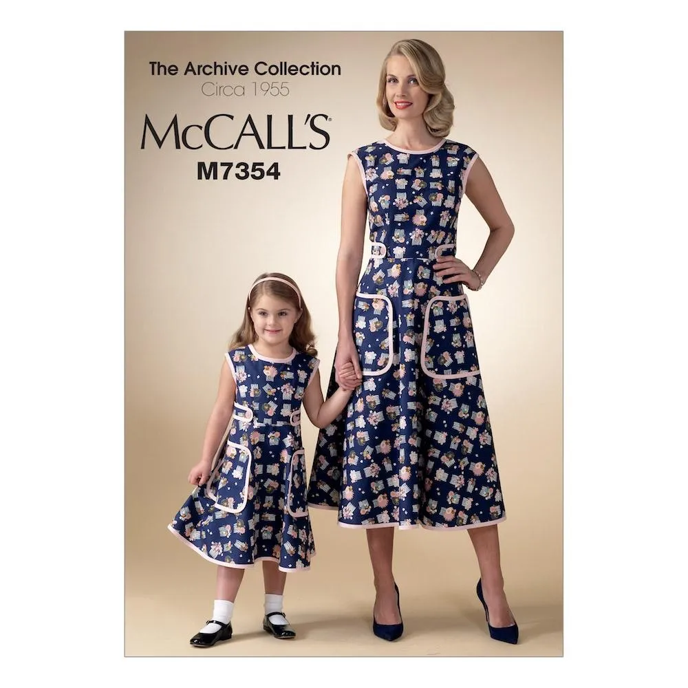 McCall's Pattern M7354 Misses'/Children's/Girls' Matching back-Wrap Dresses